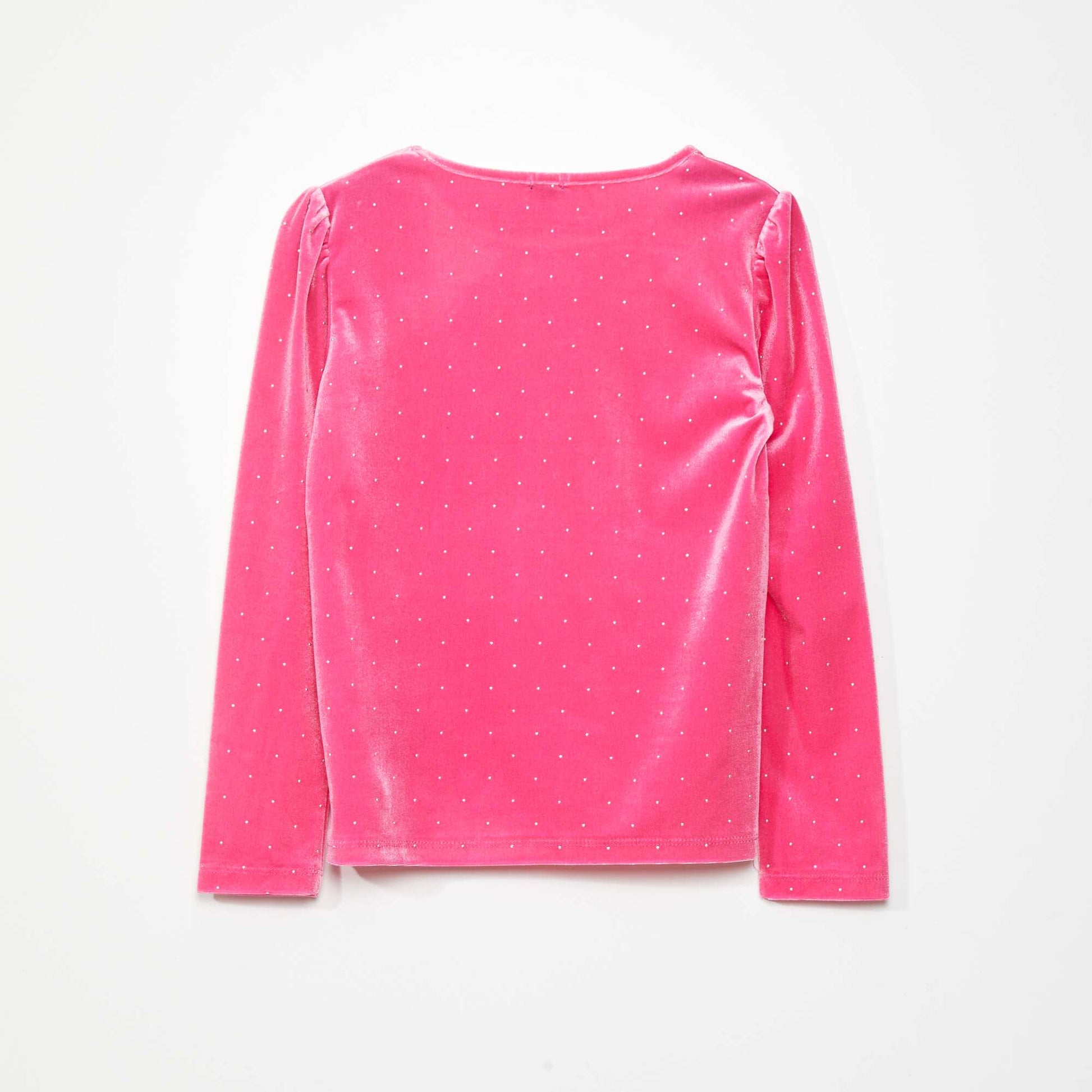 Long-sleeved velour T-shirt PINK PURPLE