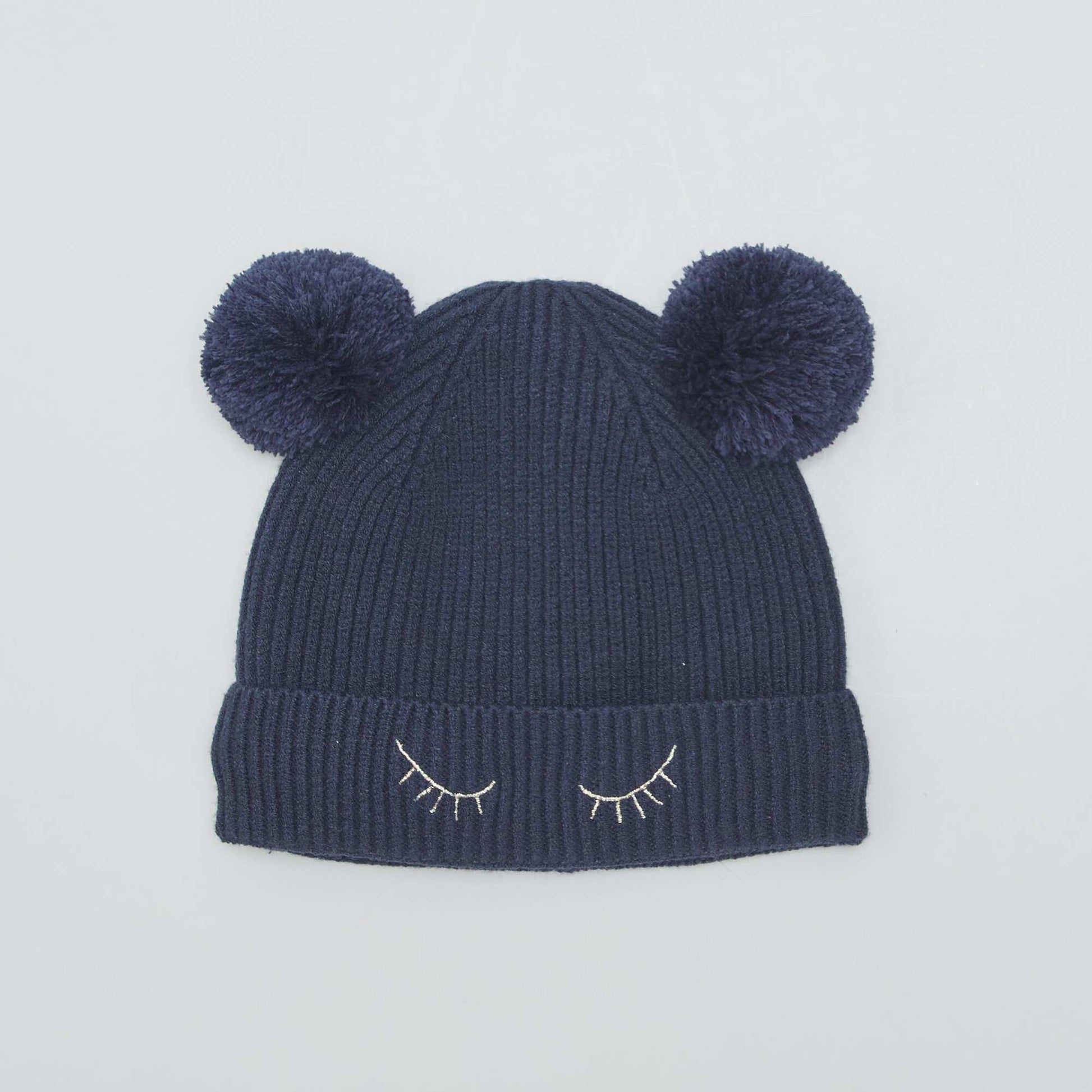 Knitted pompom hat BLUE
