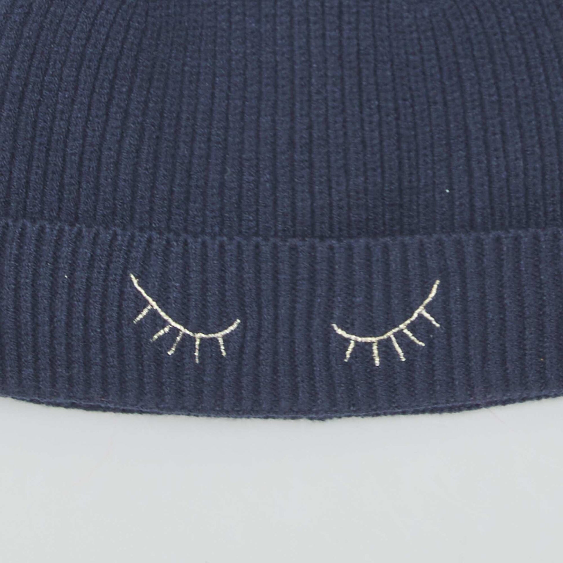 Knitted pompom hat BLUE