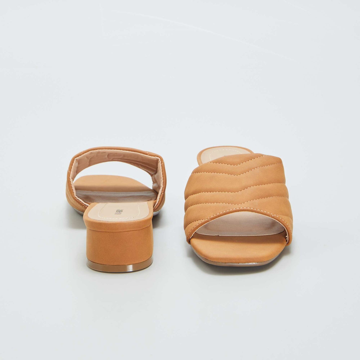 Heeled mules with padded strap BROWN