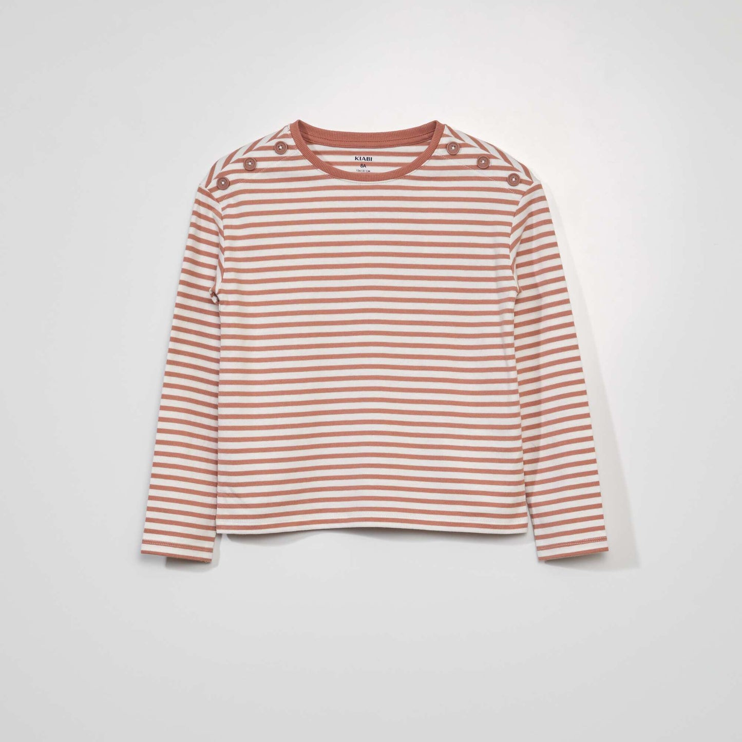 Long-sleeved printed striped T-shirt PINK