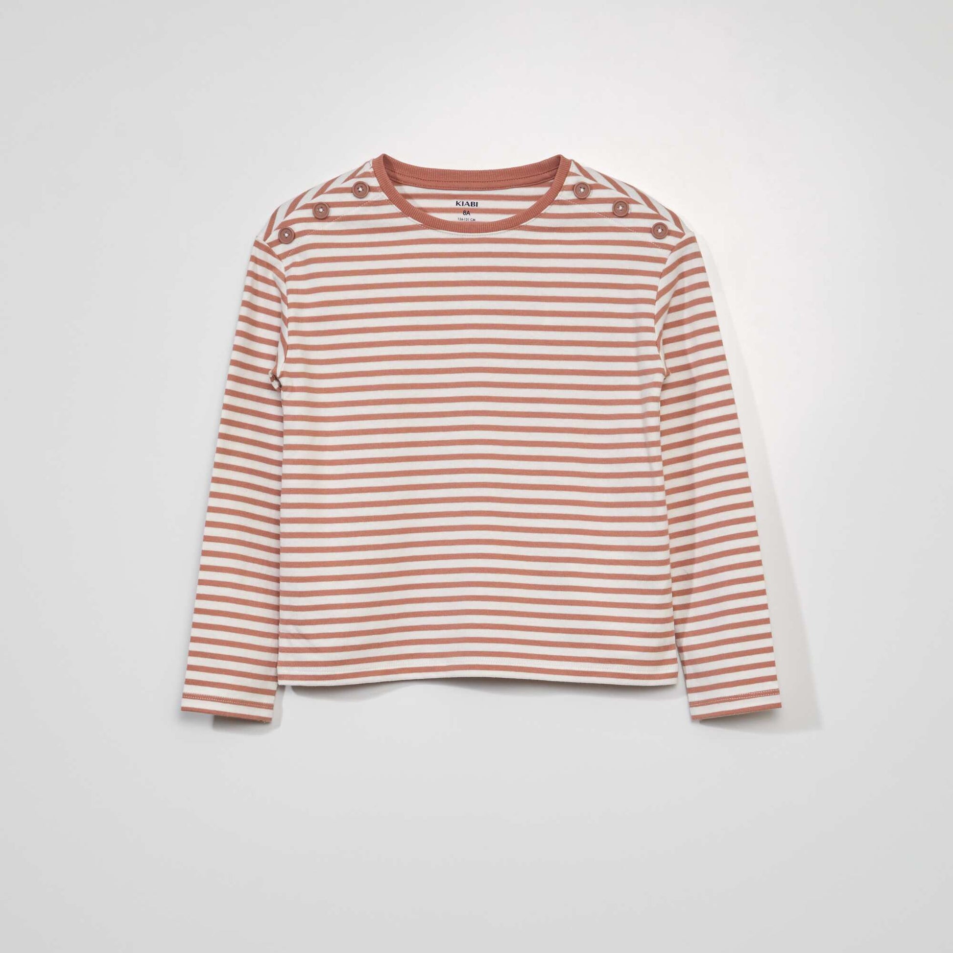 Long-sleeved printed striped T-shirt PINK