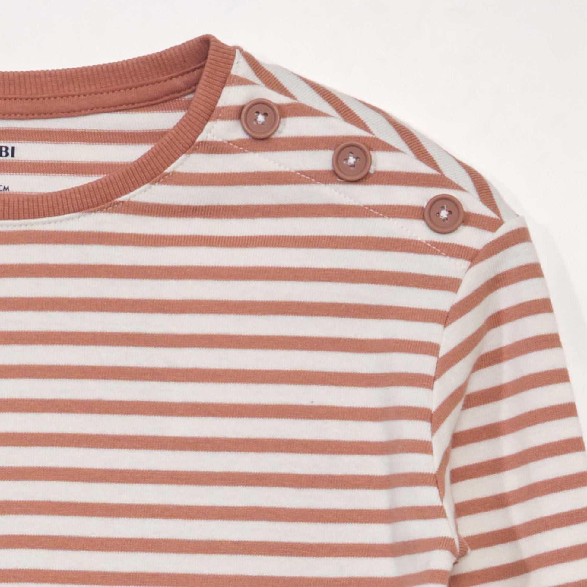 Long-sleeved printed striped T-shirt PINK