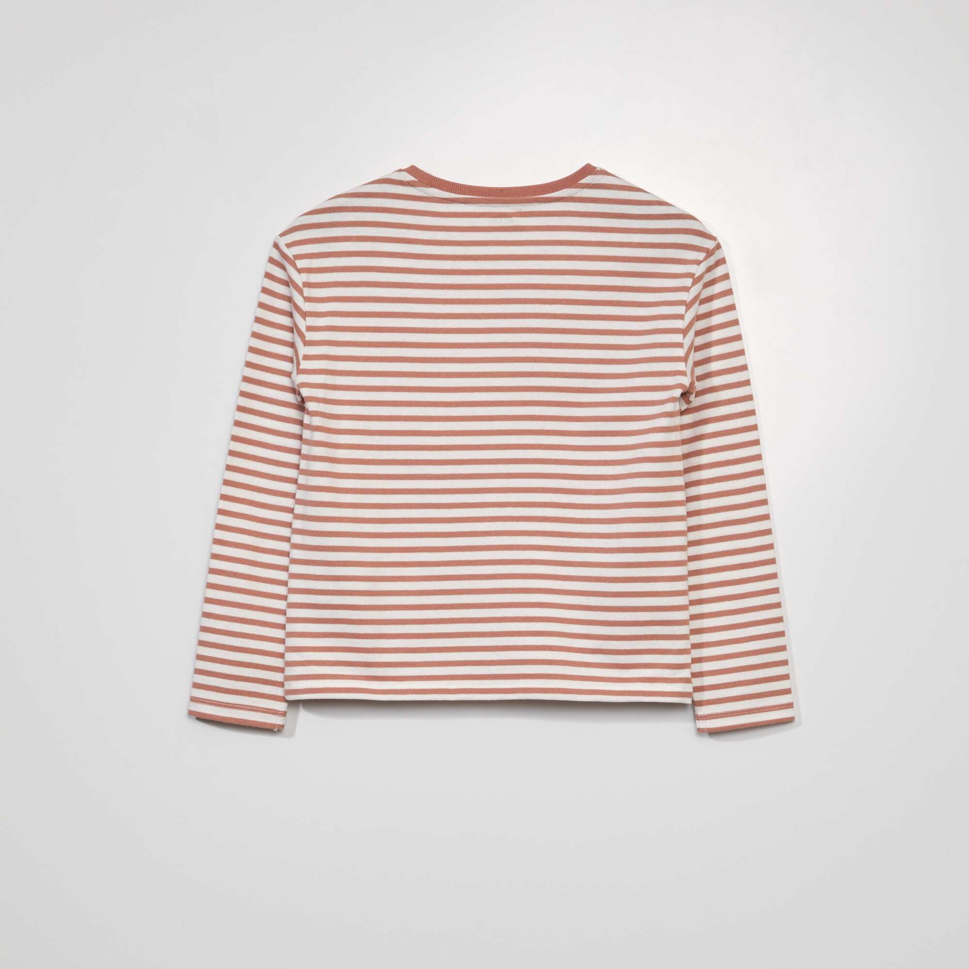 Long-sleeved printed striped T-shirt PINK
