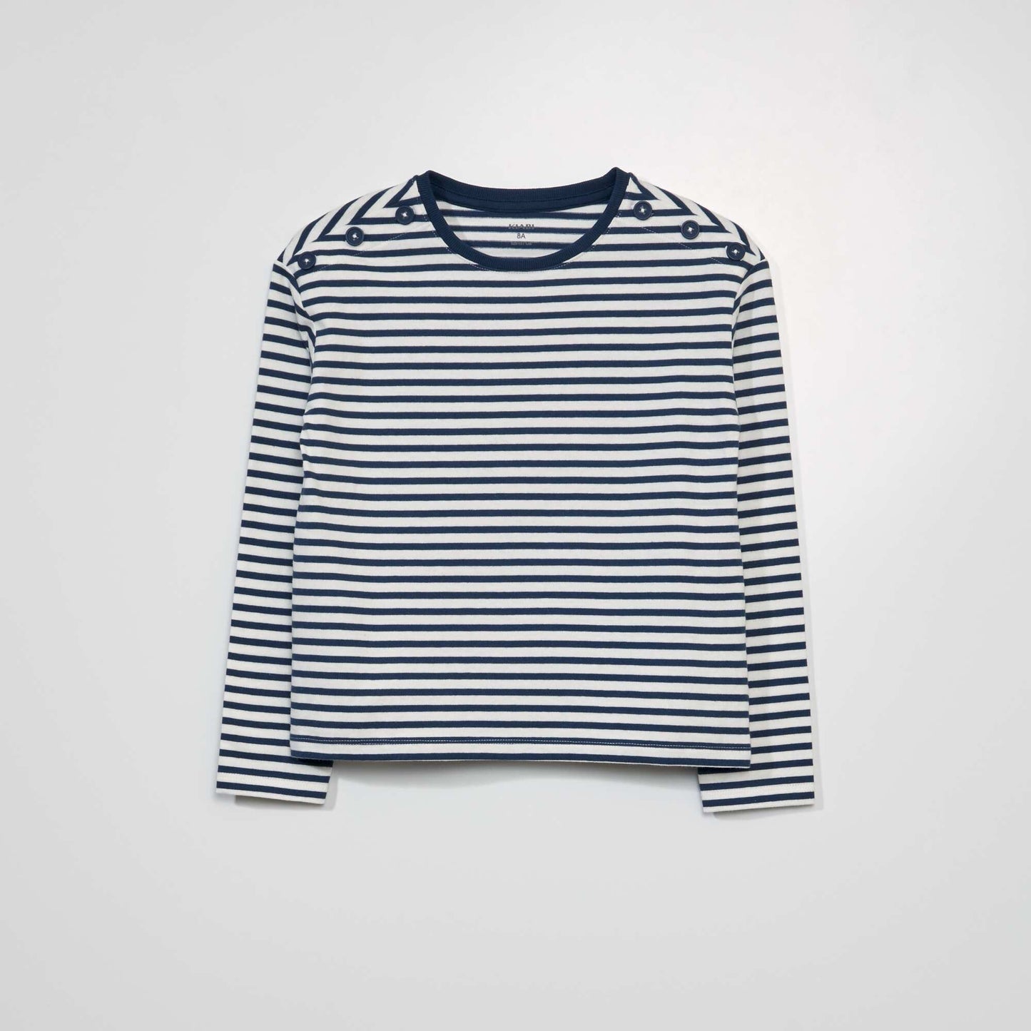 Long-sleeved printed striped T-shirt BLUE