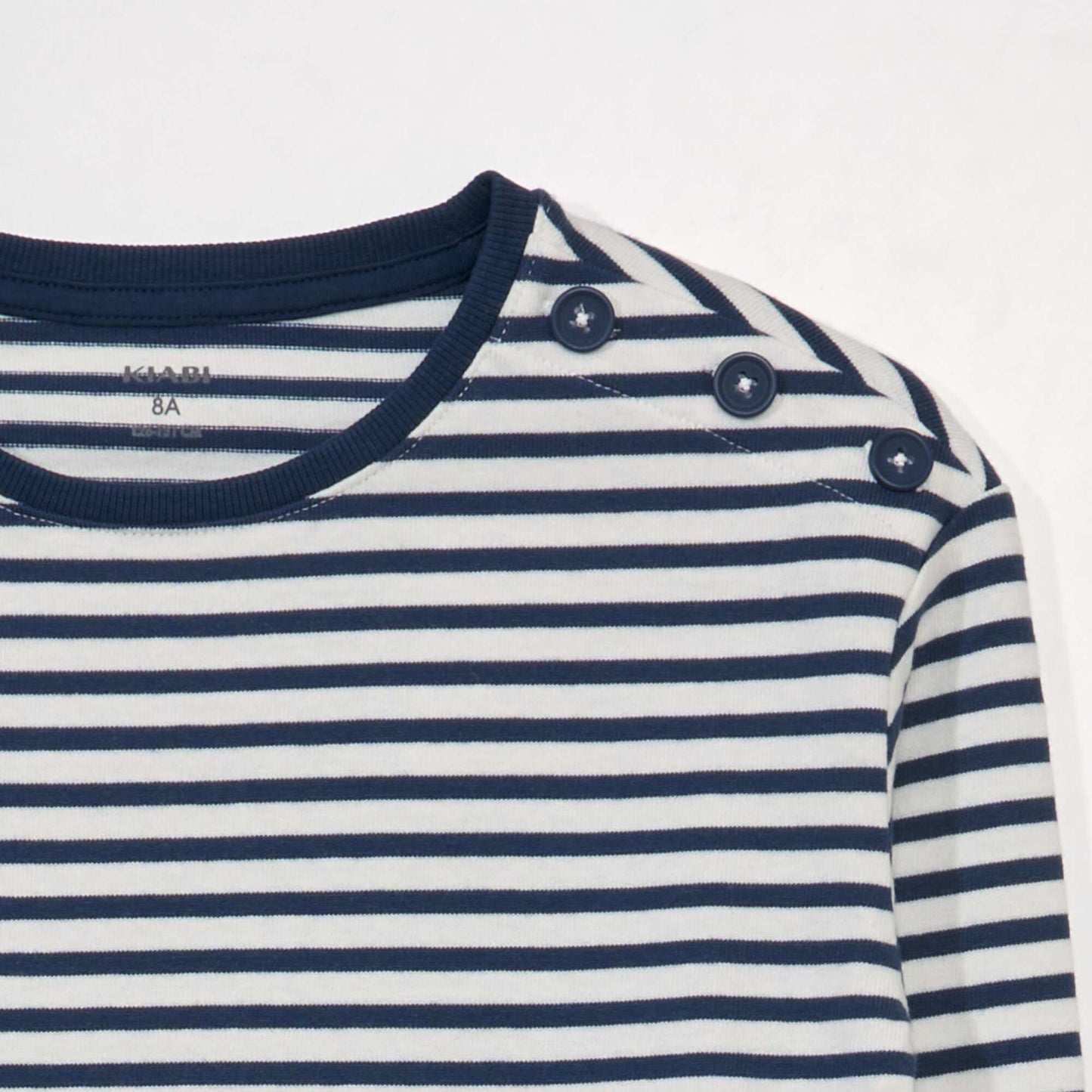 Long-sleeved printed striped T-shirt BLUE