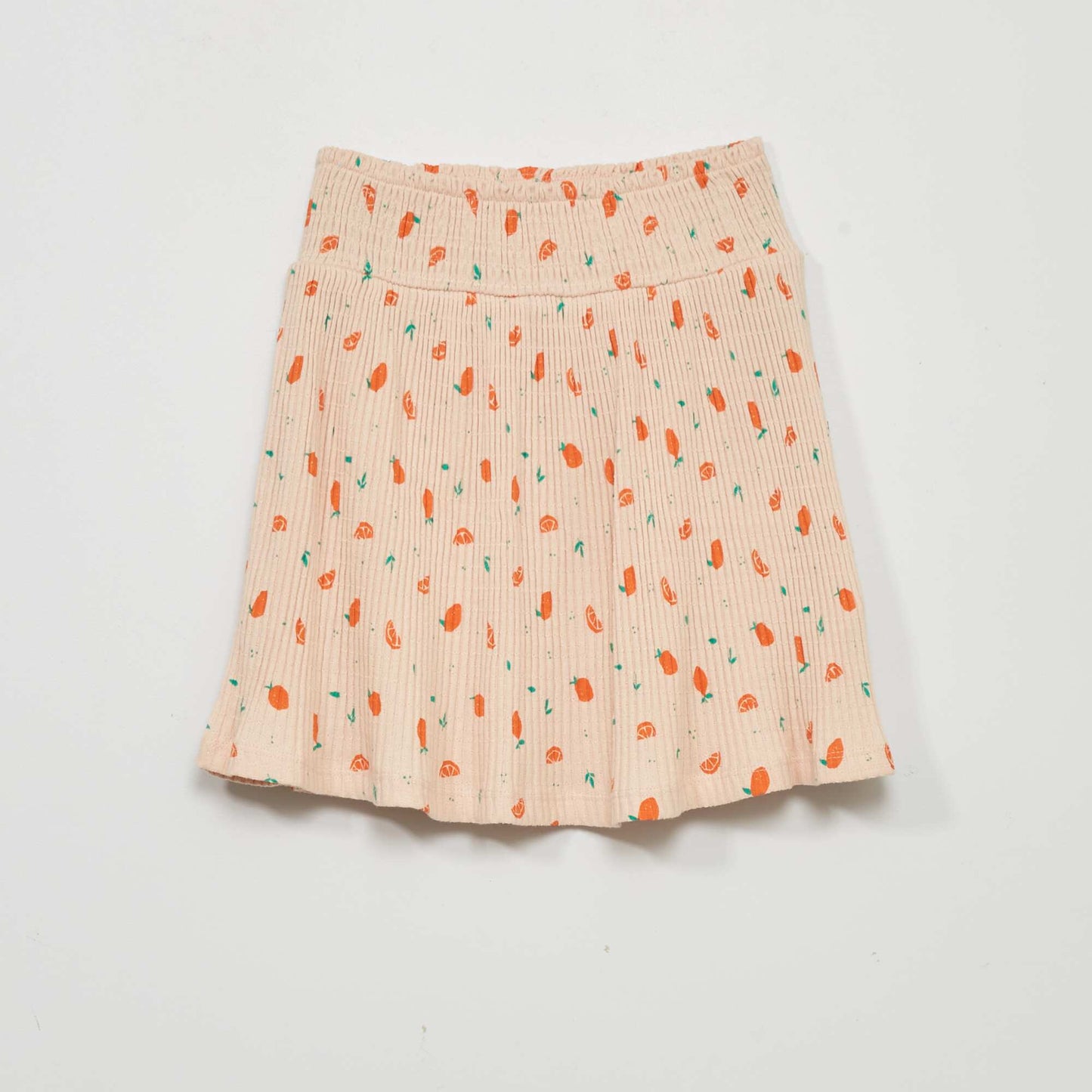 Printed pointelle knit skirt BEIGE