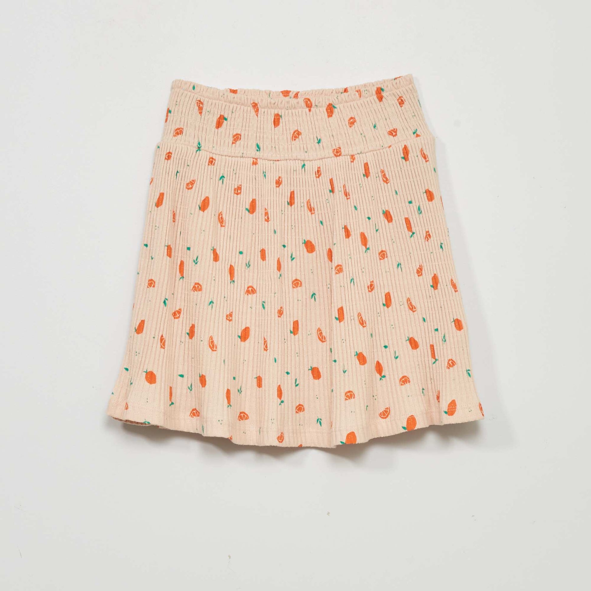 Printed pointelle knit skirt BEIGE