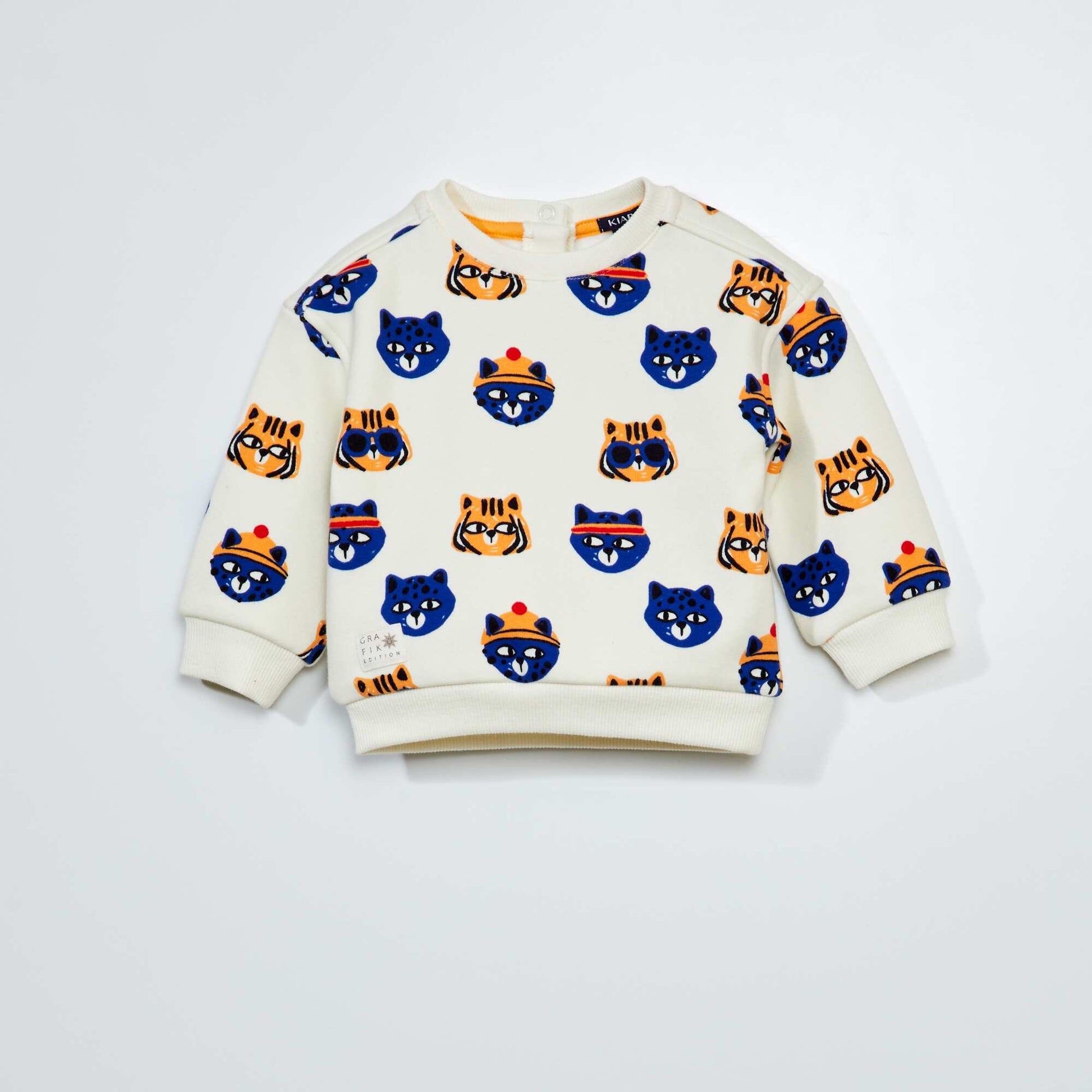 Velvet sweater with cute pattern WHITE