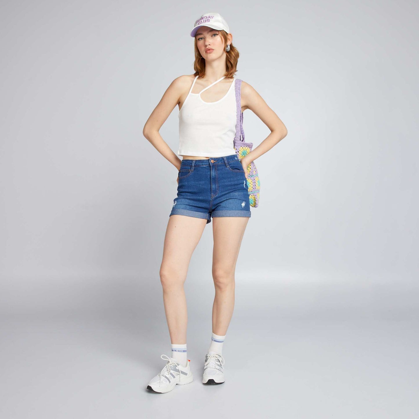 Vest top with asymmetric straps WHITE
