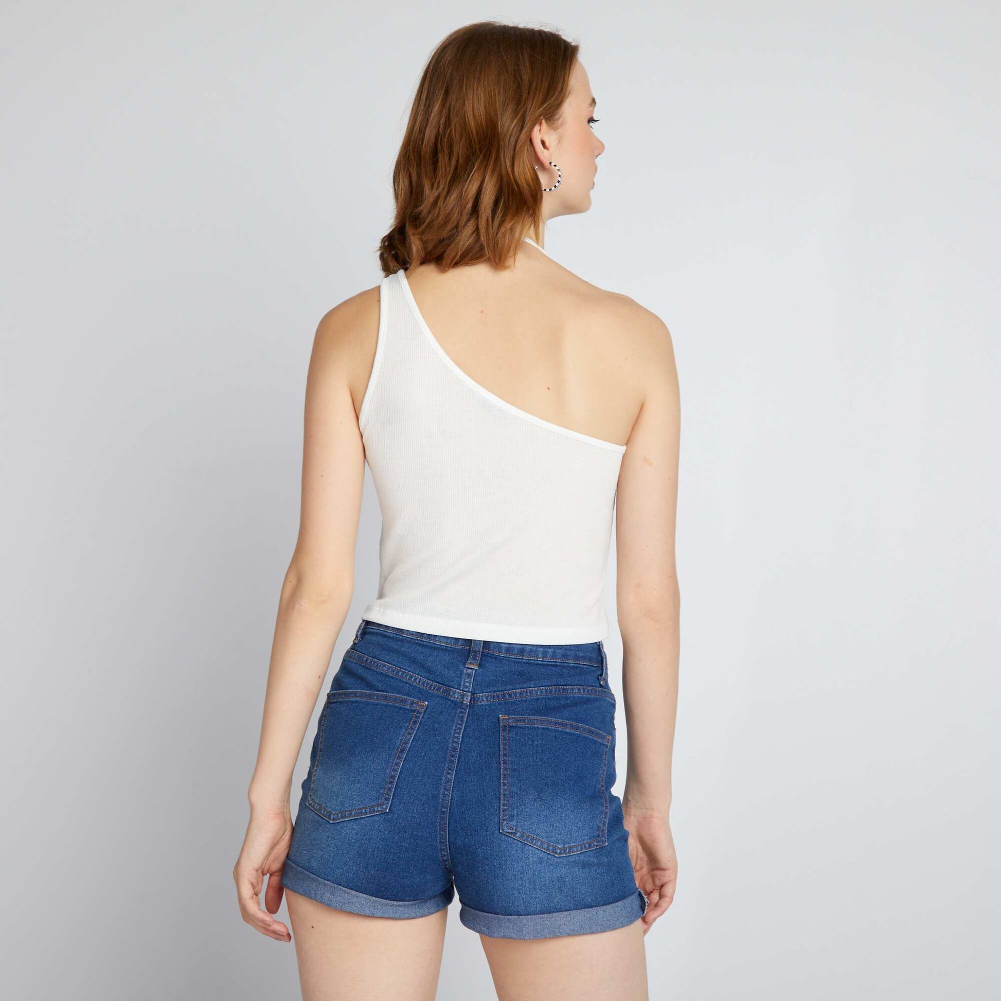 Vest top with asymmetric straps WHITE