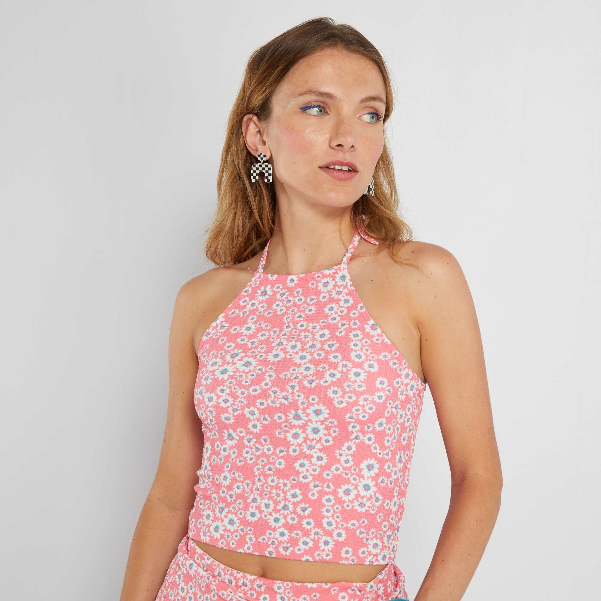 Halter neck vest top PINK