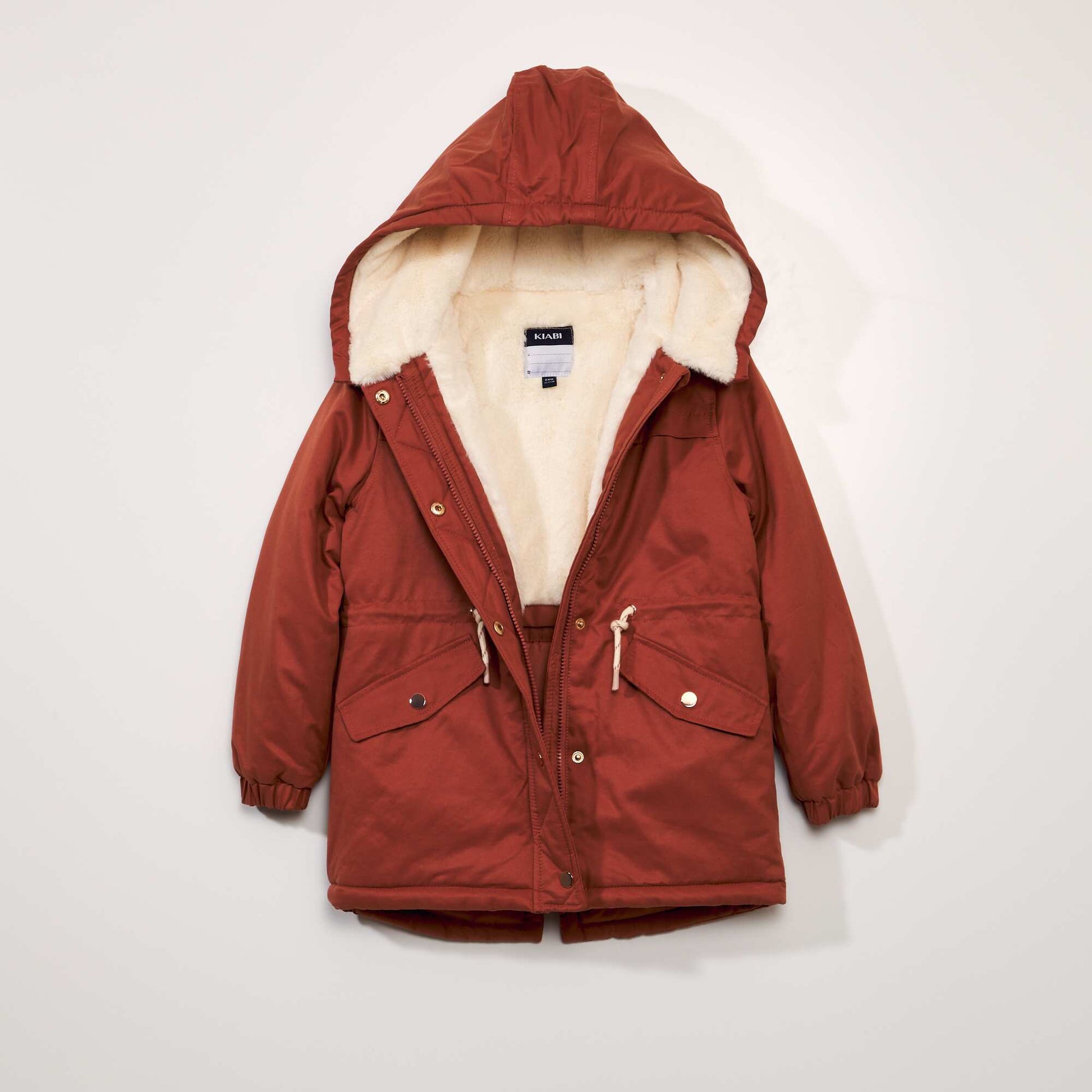 Fur-trimmed hooded parka RED
