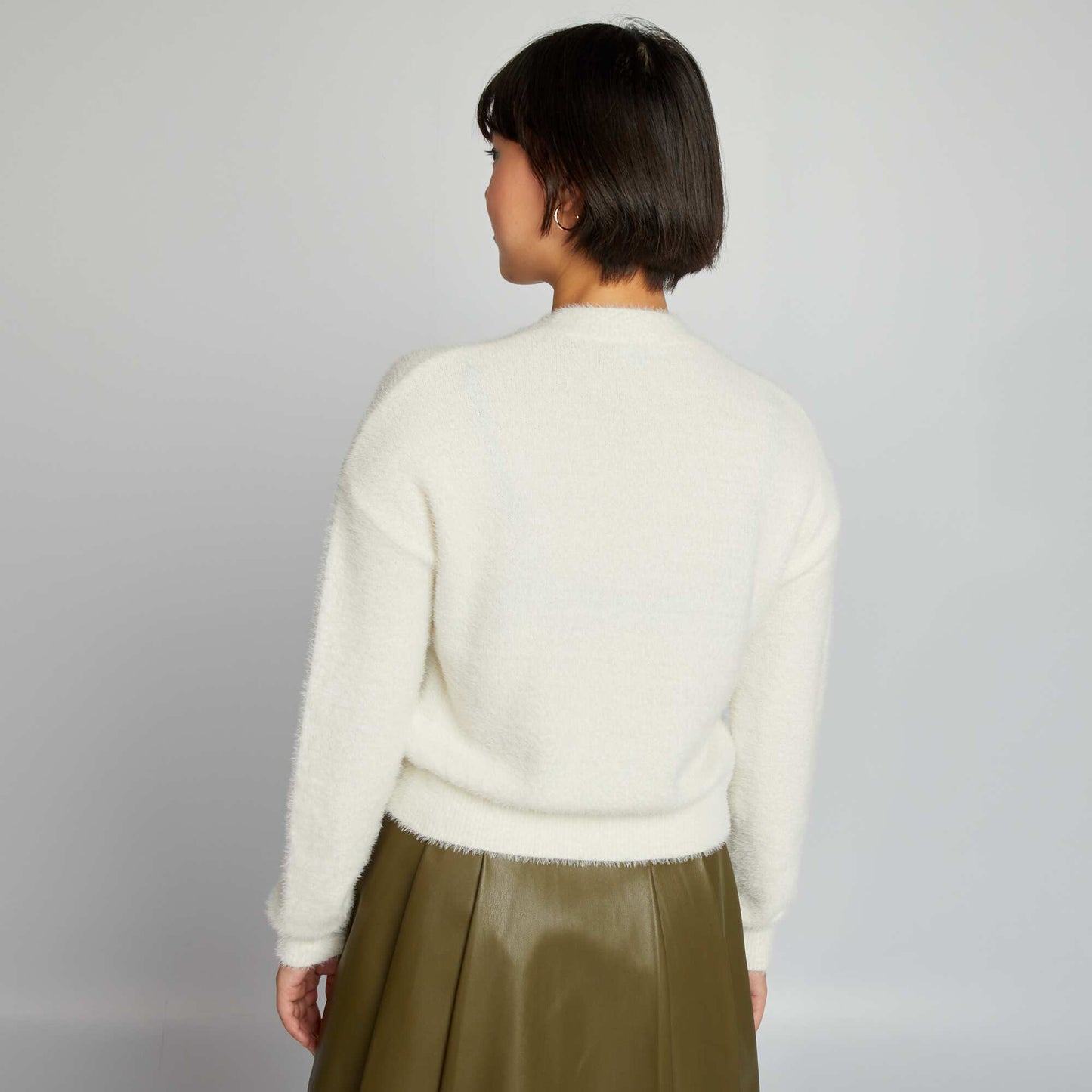 Fuzzy knit jumper WHITE MARCH