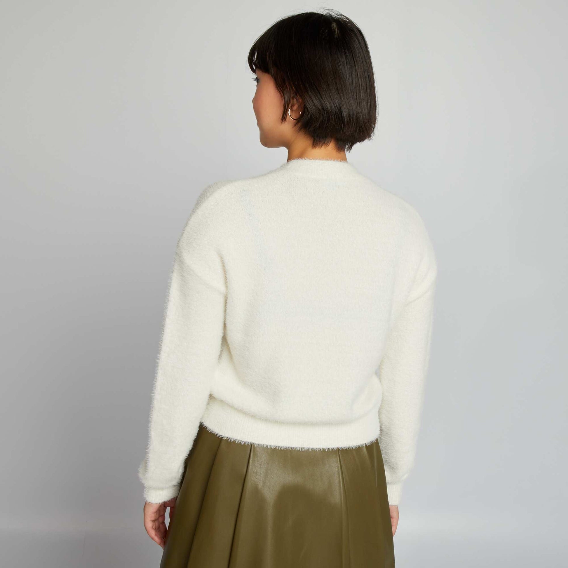 Fuzzy knit jumper WHITE MARCH