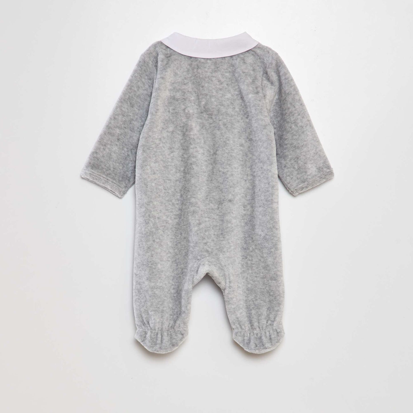 Velour sleepsuit with Peter Pan collar GREY