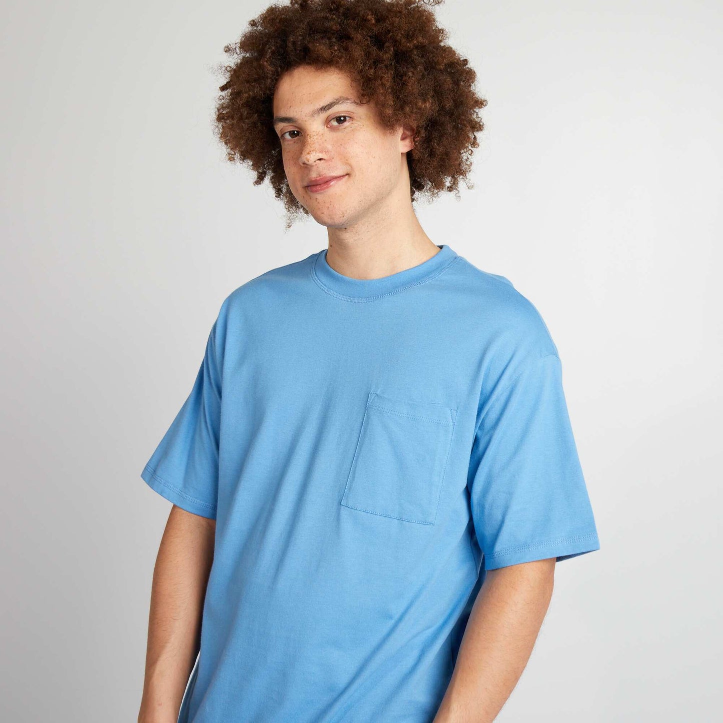 Plain loose-fit T-shirt BLUE