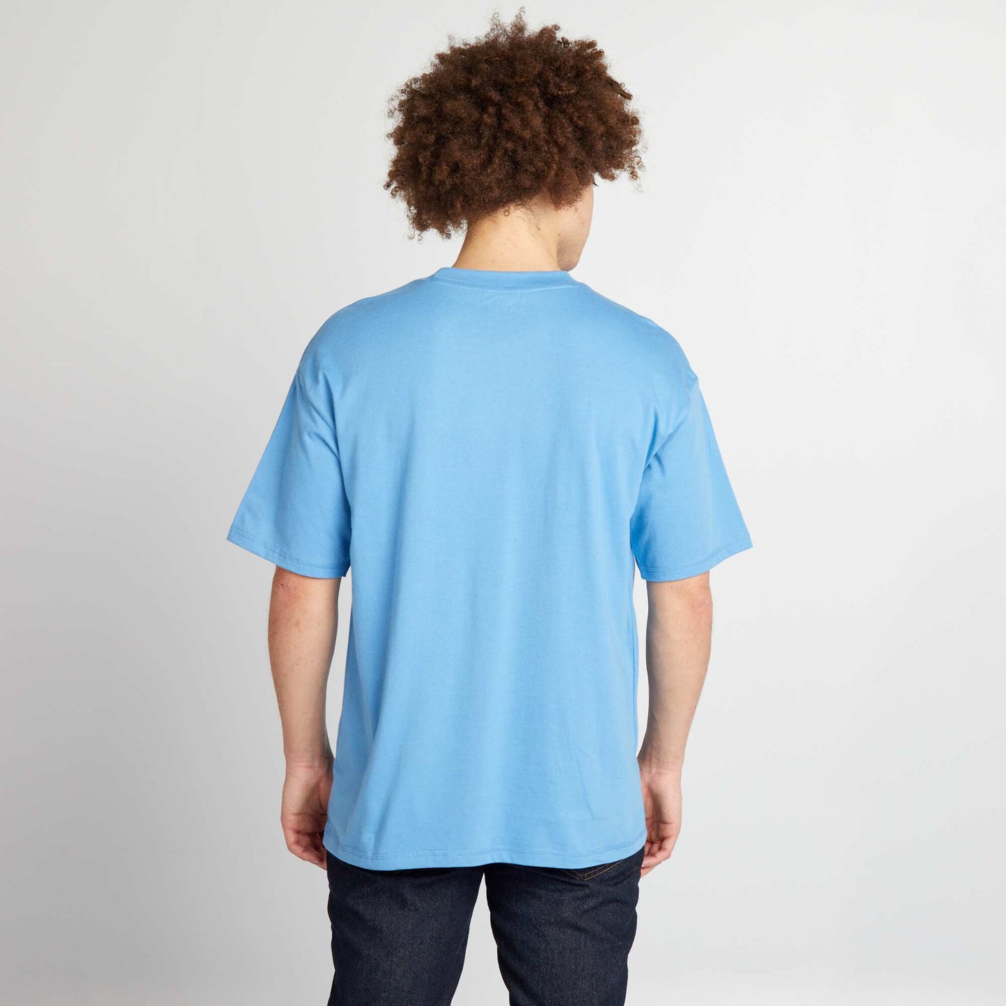 Plain loose-fit T-shirt BLUE