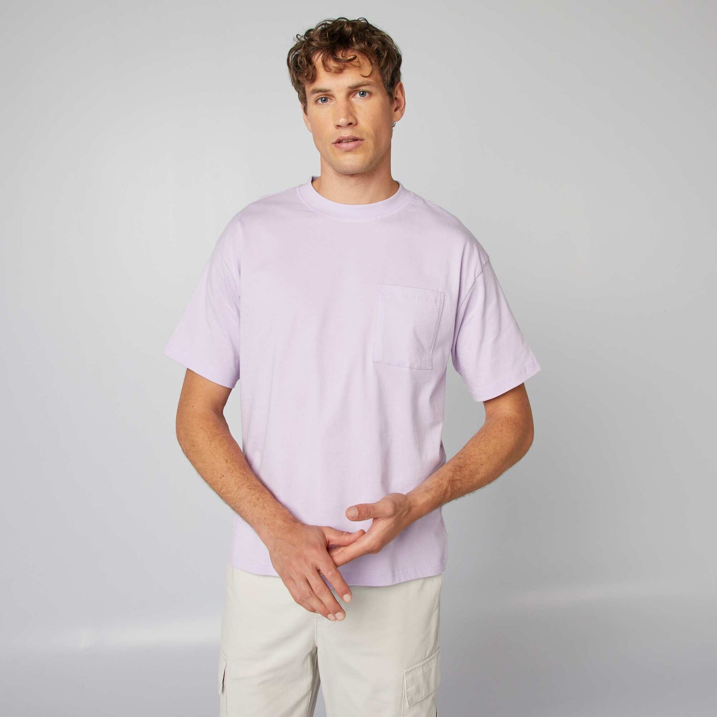 Plain loose-fit T-shirt light purple