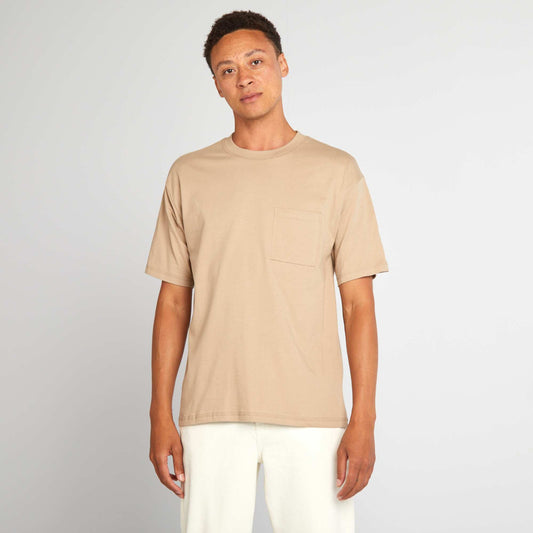 Plain loose-fit T-shirt beige