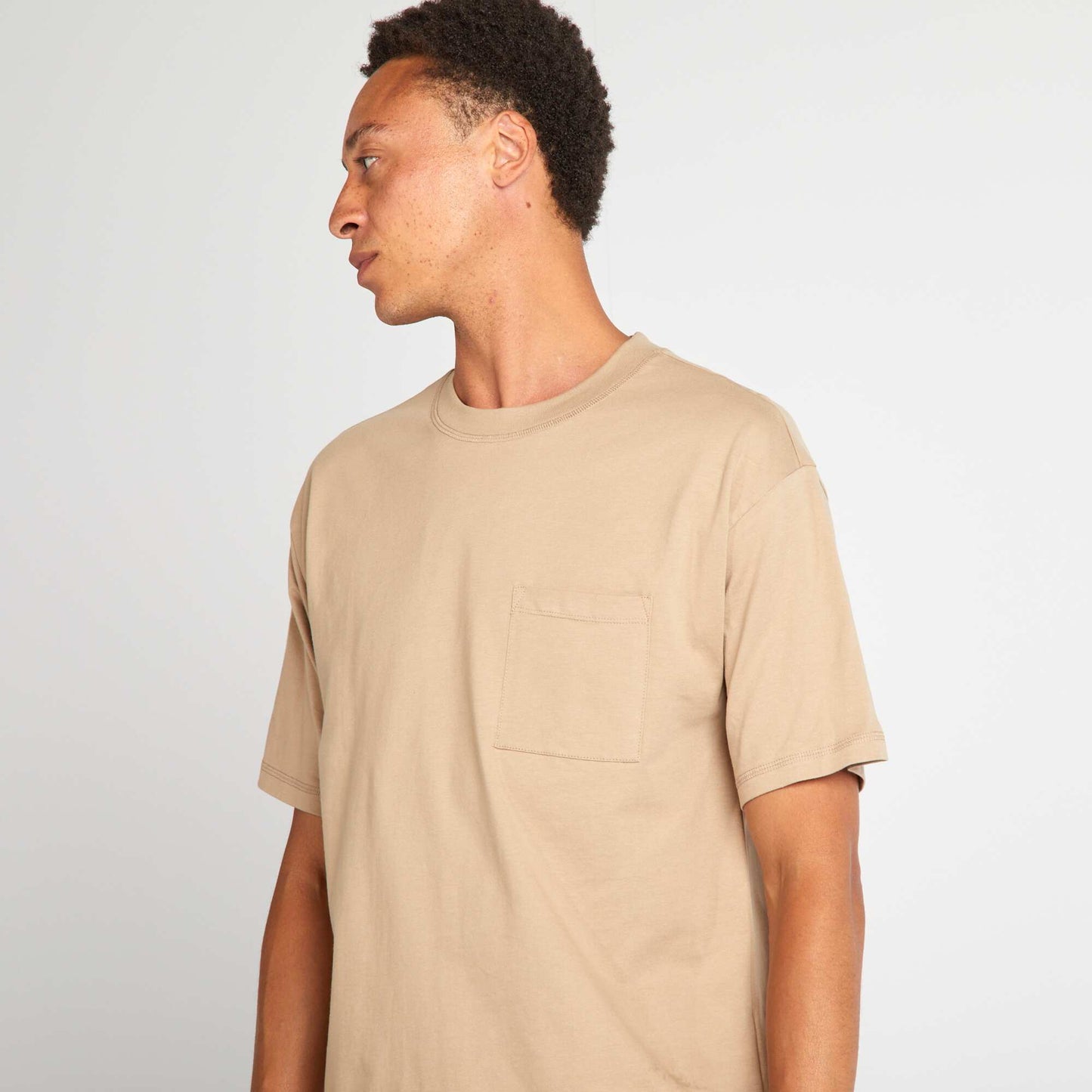 Plain loose-fit T-shirt beige