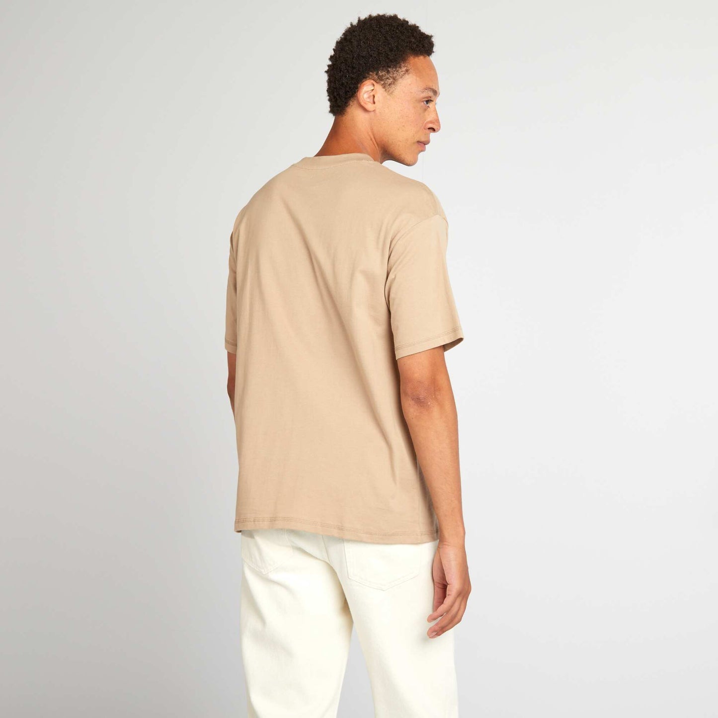 Plain loose-fit T-shirt beige