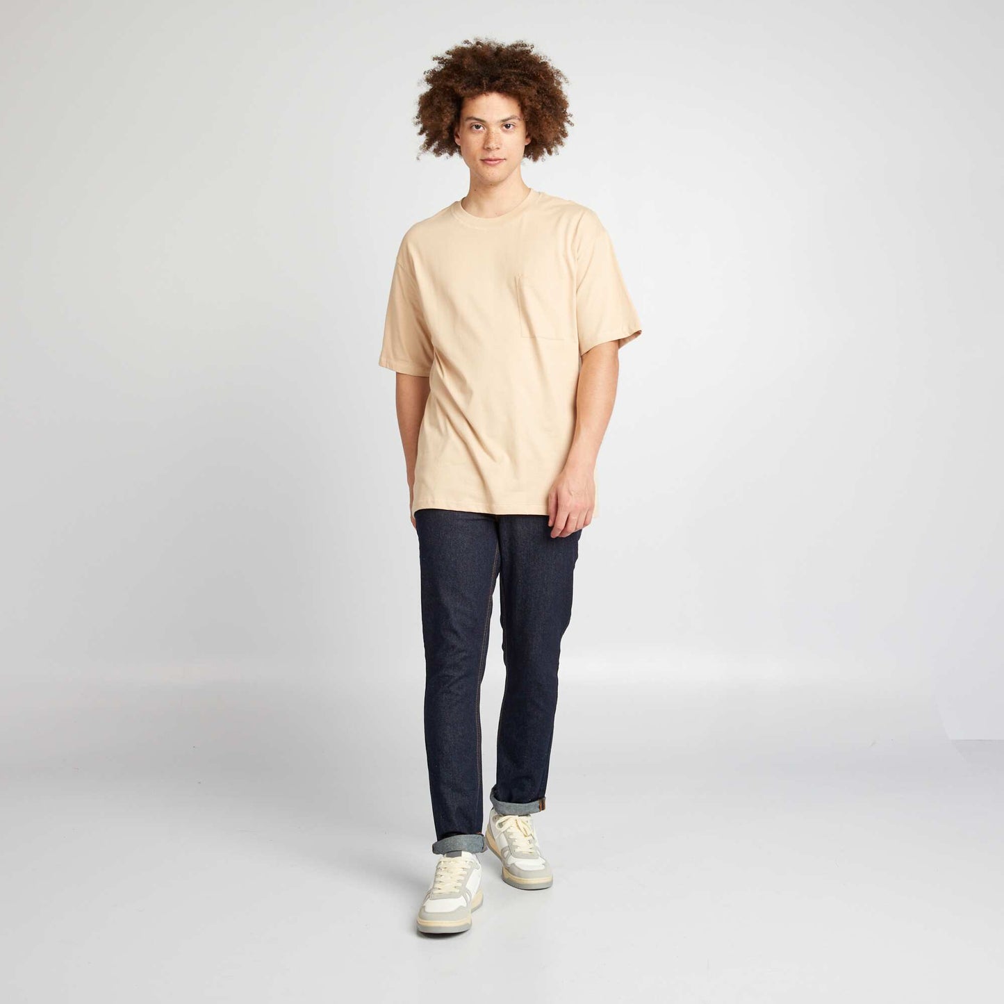 Plain loose-fit T-shirt BEIGE