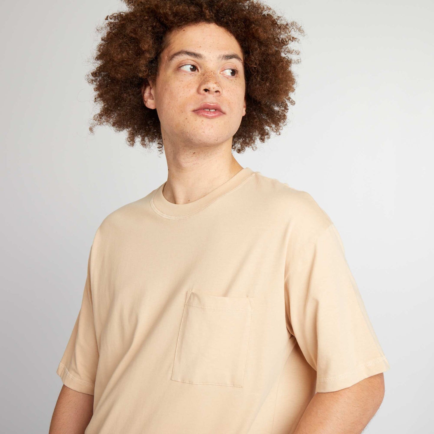 Plain loose-fit T-shirt BEIGE