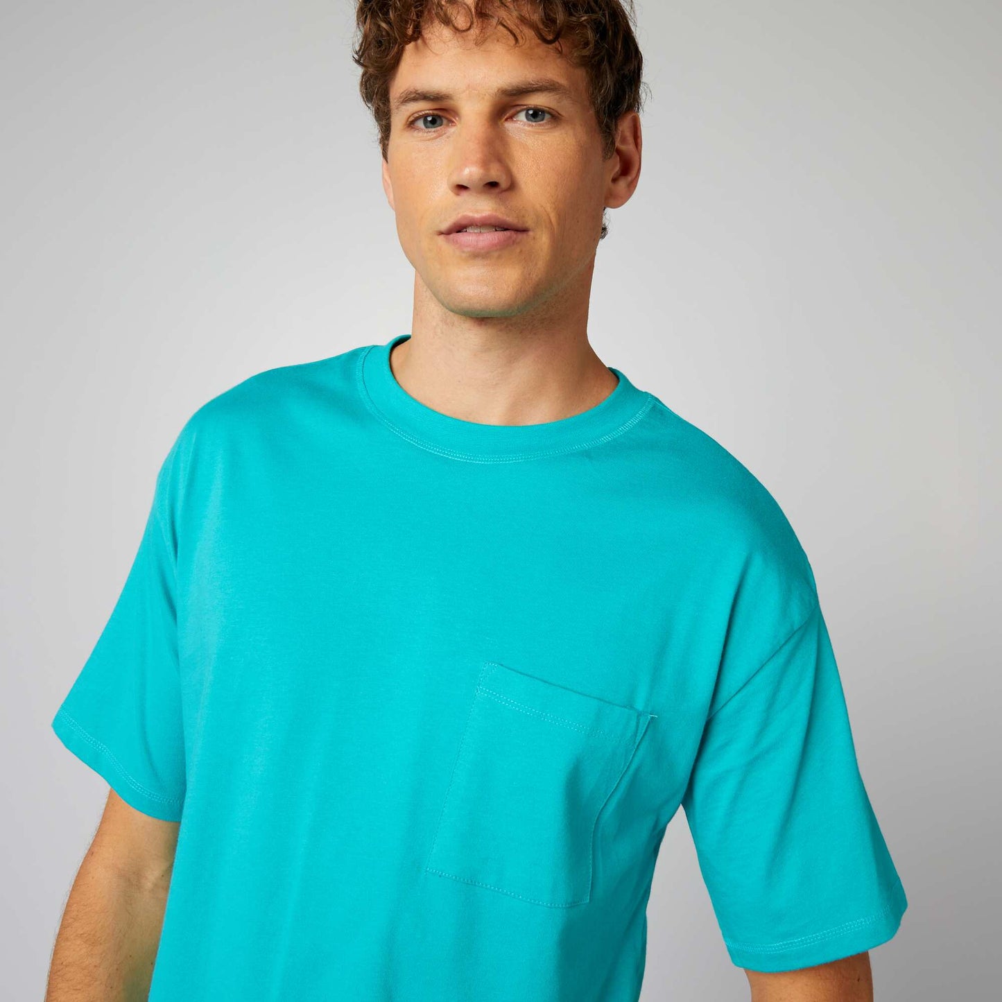 Plain loose-fit T-shirt baltic blue