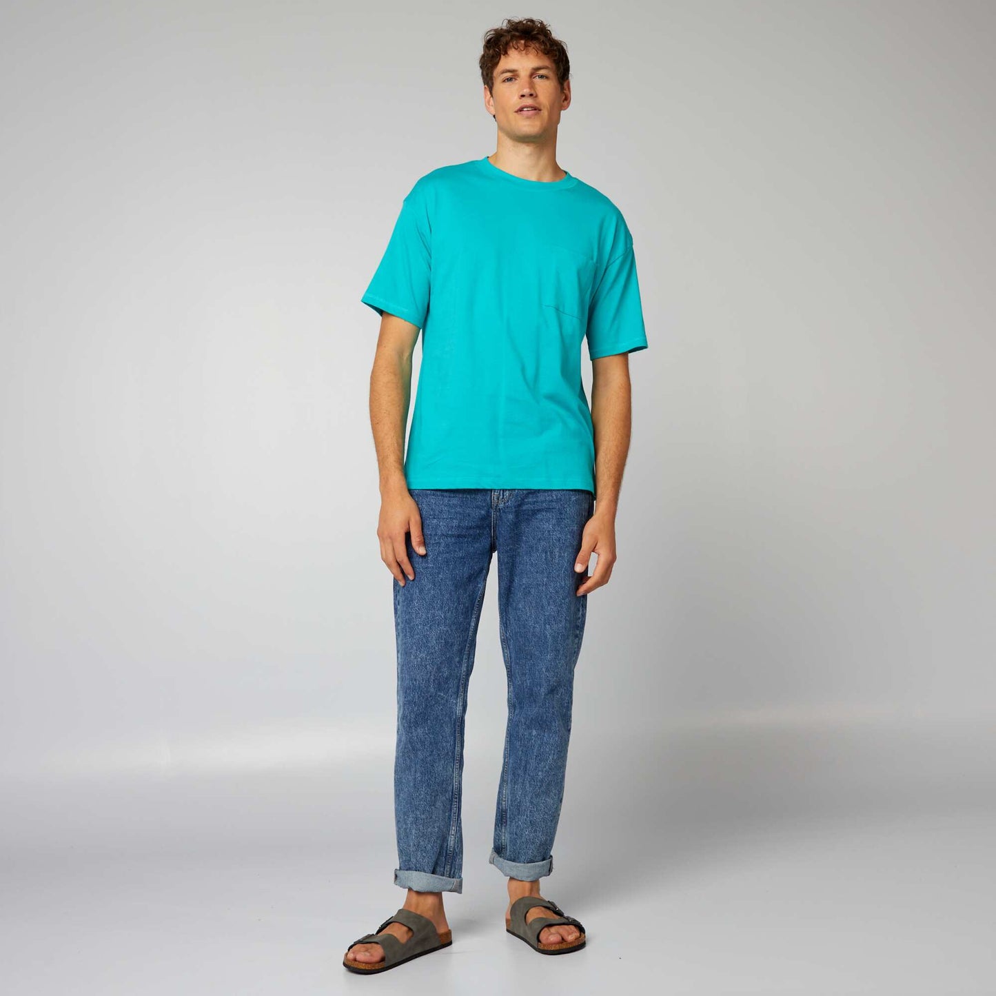 Plain loose-fit T-shirt baltic blue