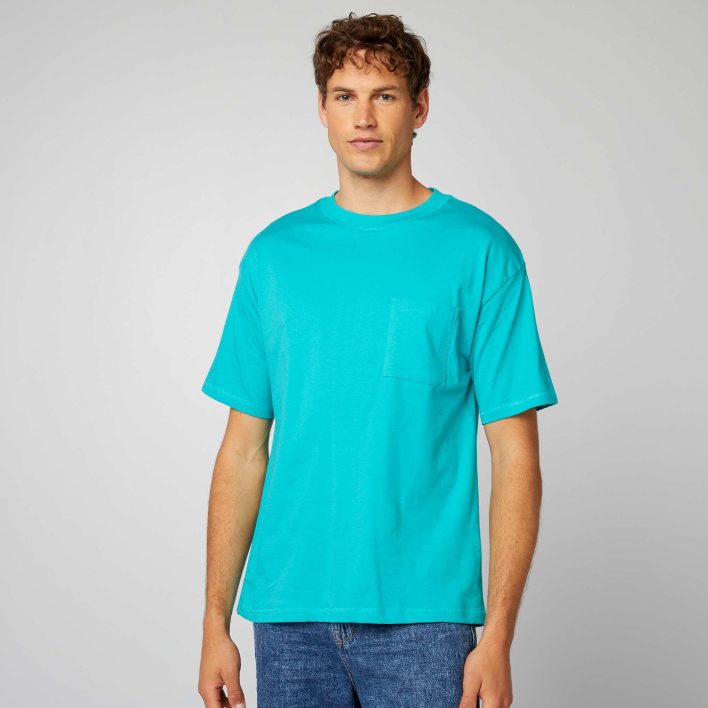 Plain loose-fit T-shirt baltic blue