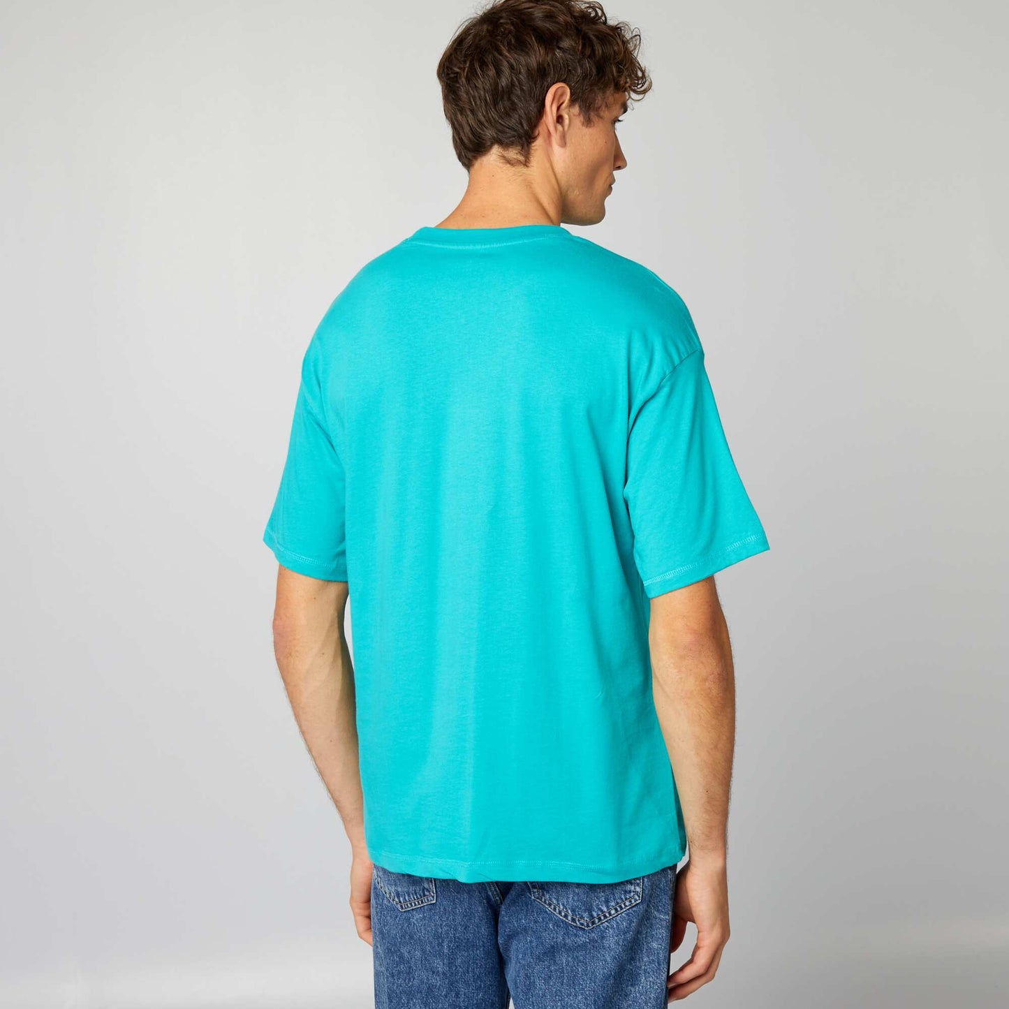 Plain loose-fit T-shirt baltic blue