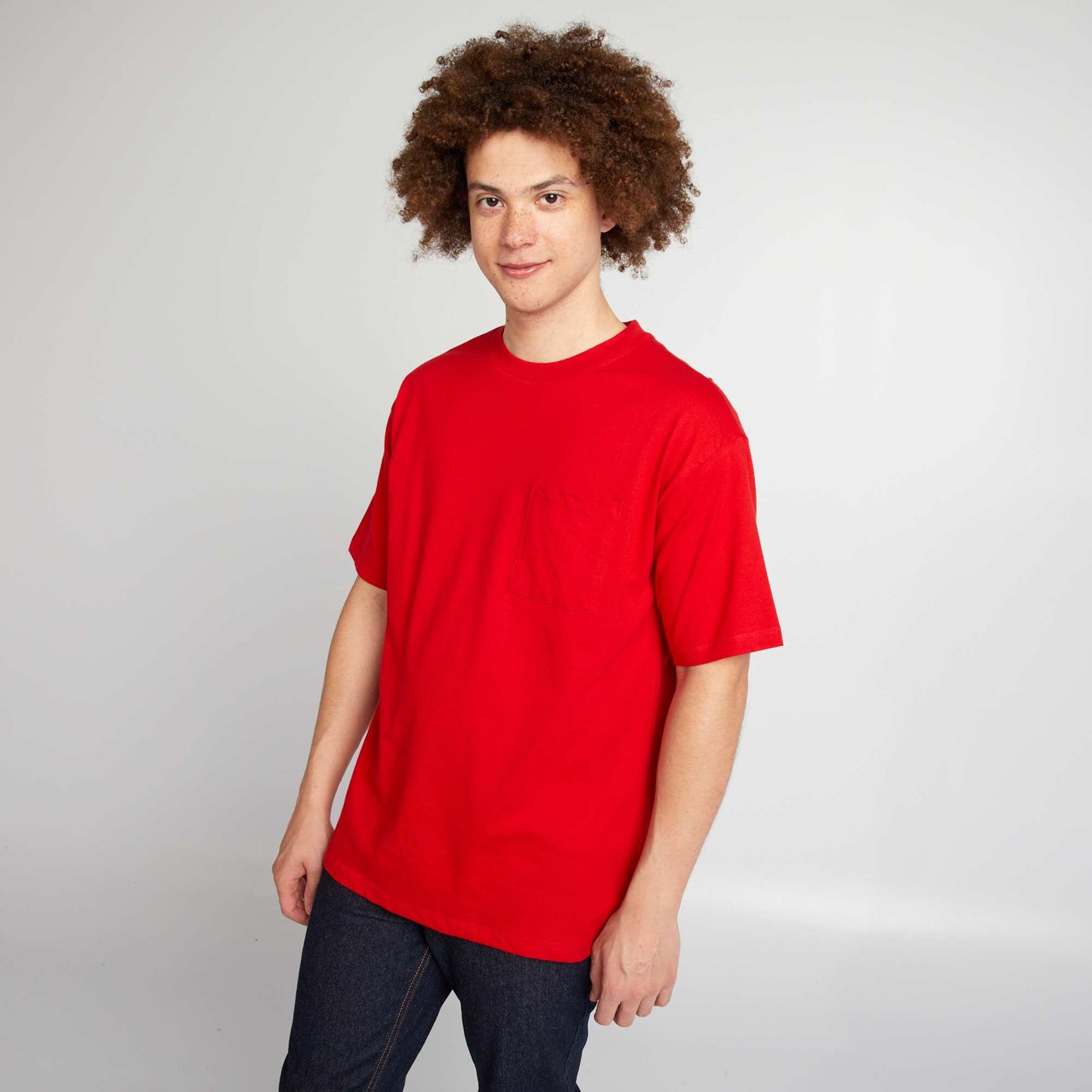 Plain loose-fit T-shirt RED