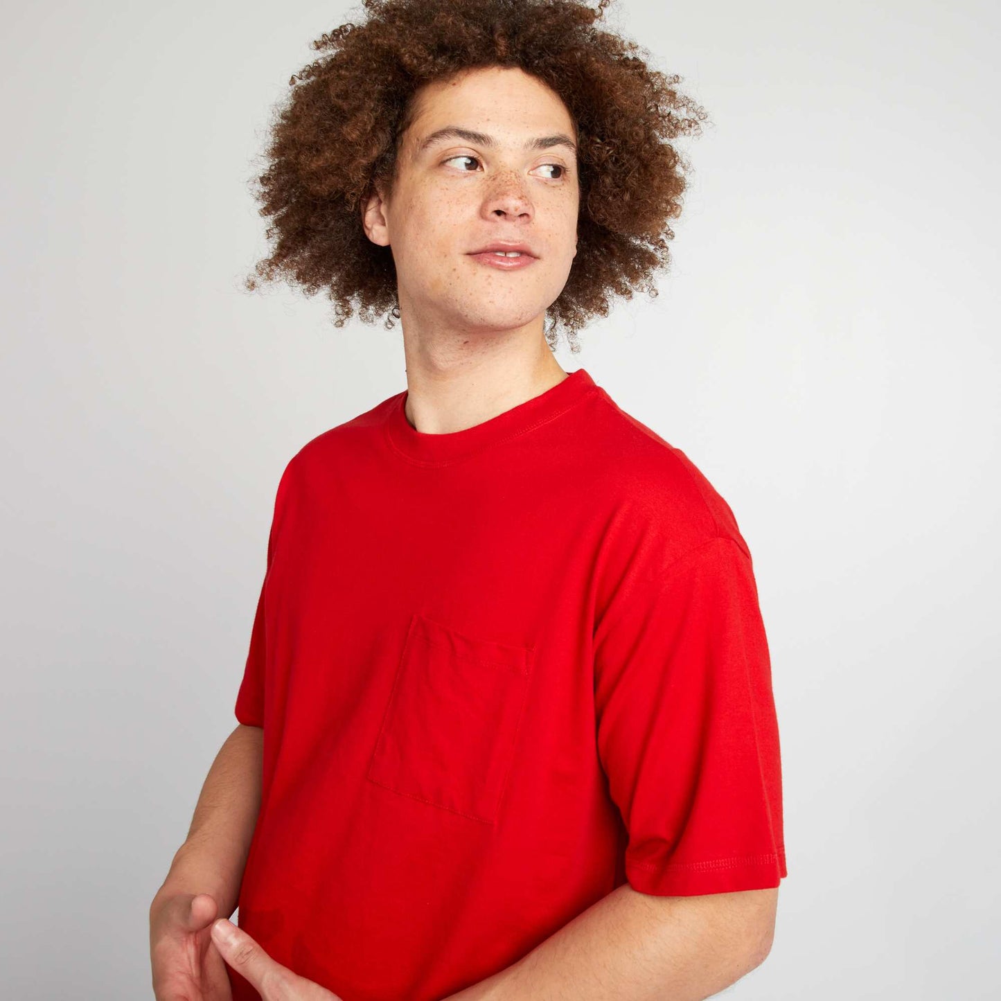 Plain loose-fit T-shirt RED