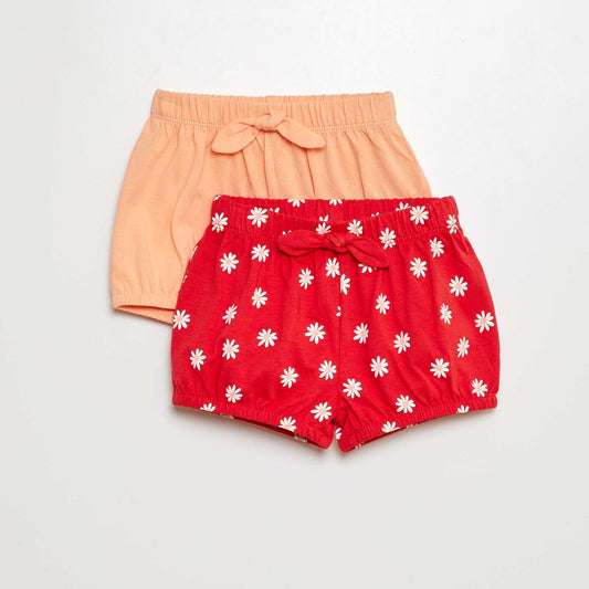 Pack of 2 cotton shorts RED