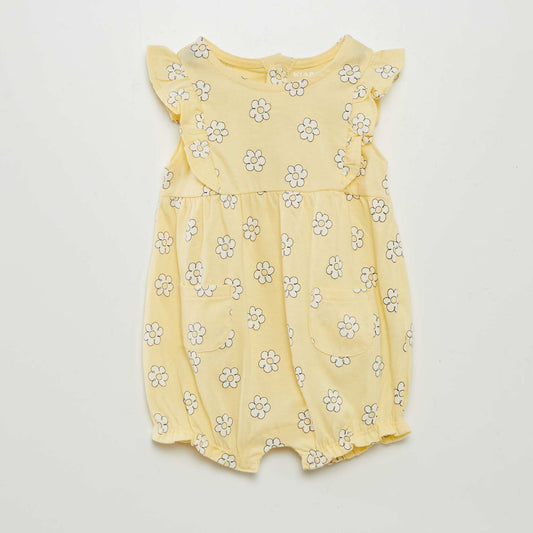 Patterned jersey romper suit YELLOW