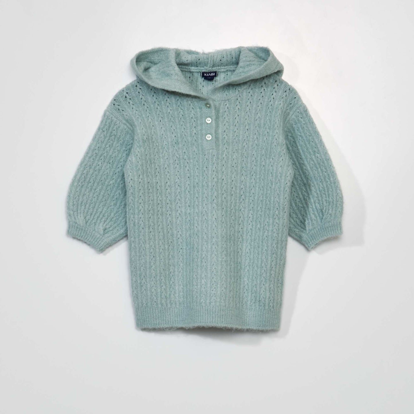 Knitted dress with hood OLD GREEN