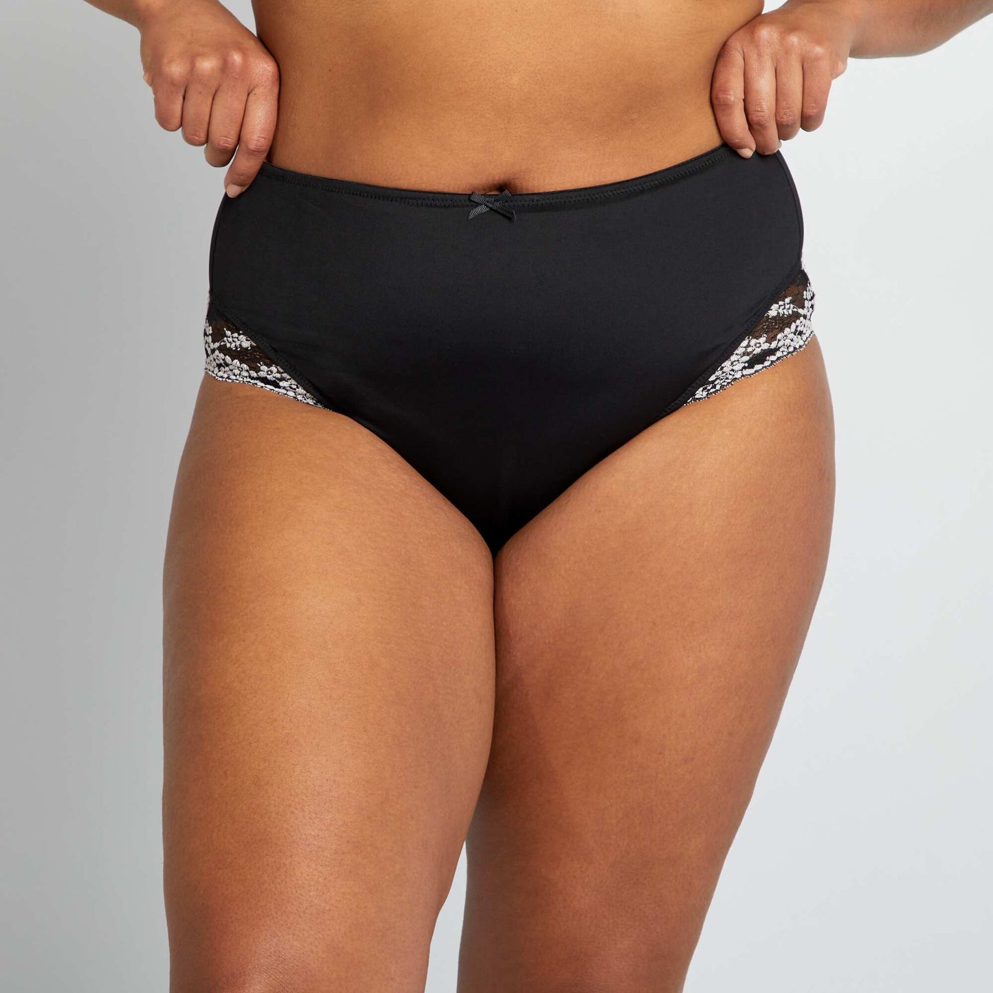 Microfibre and lace briefs black