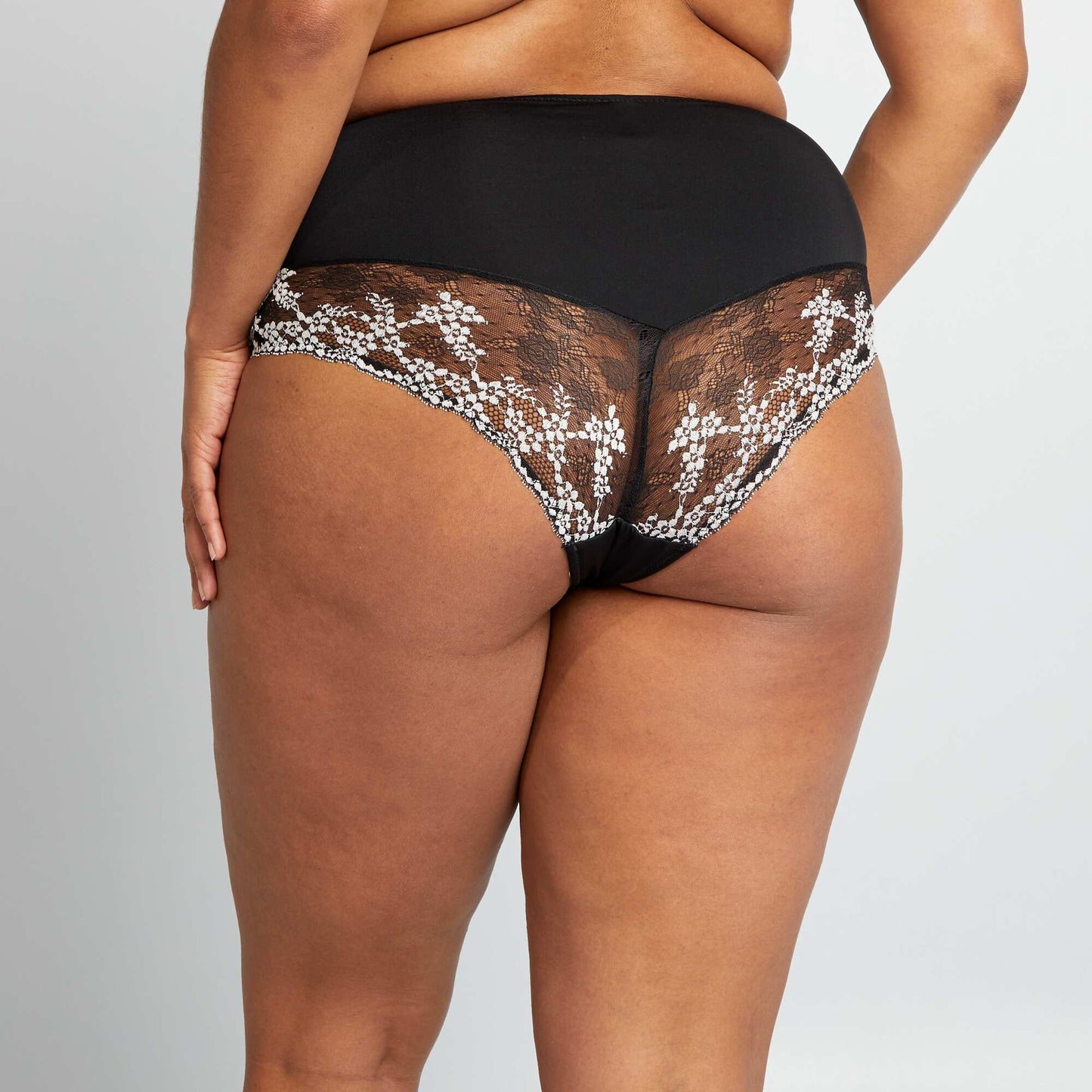 Microfibre and lace briefs black