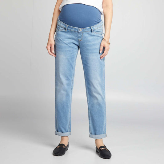 Maternity mom-fit jeans with distressed detailing BLUE