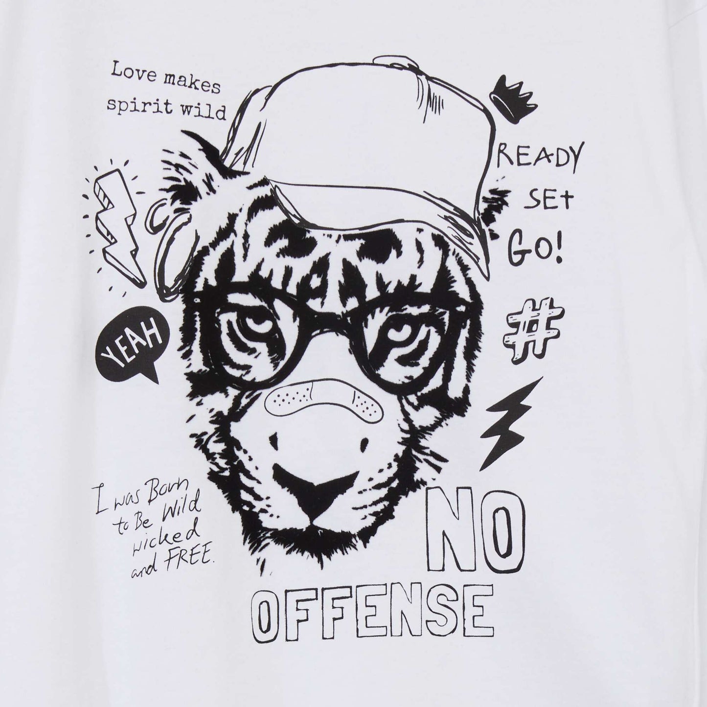 Long-sleeved tiger print T-shirt WHITE