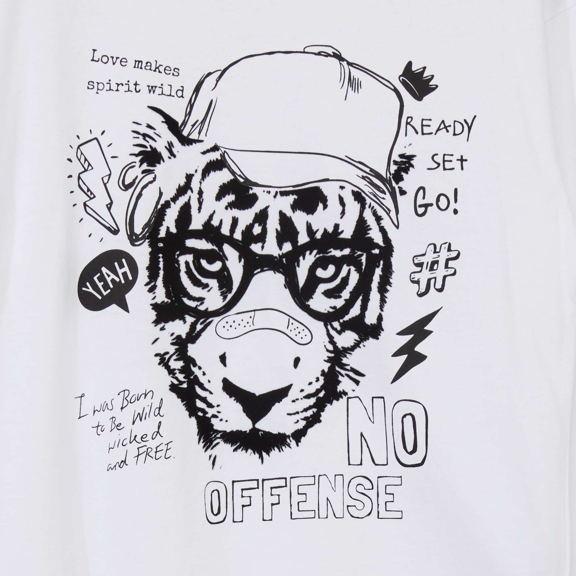 Long-sleeved tiger print T-shirt WHITE