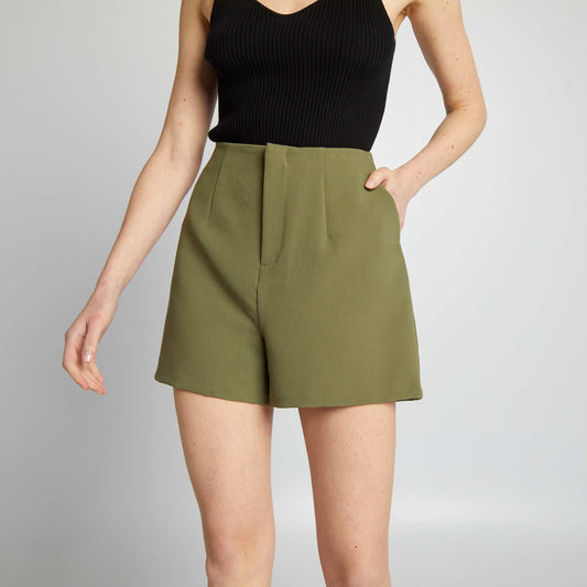 High-waisted smart shorts KHAKI