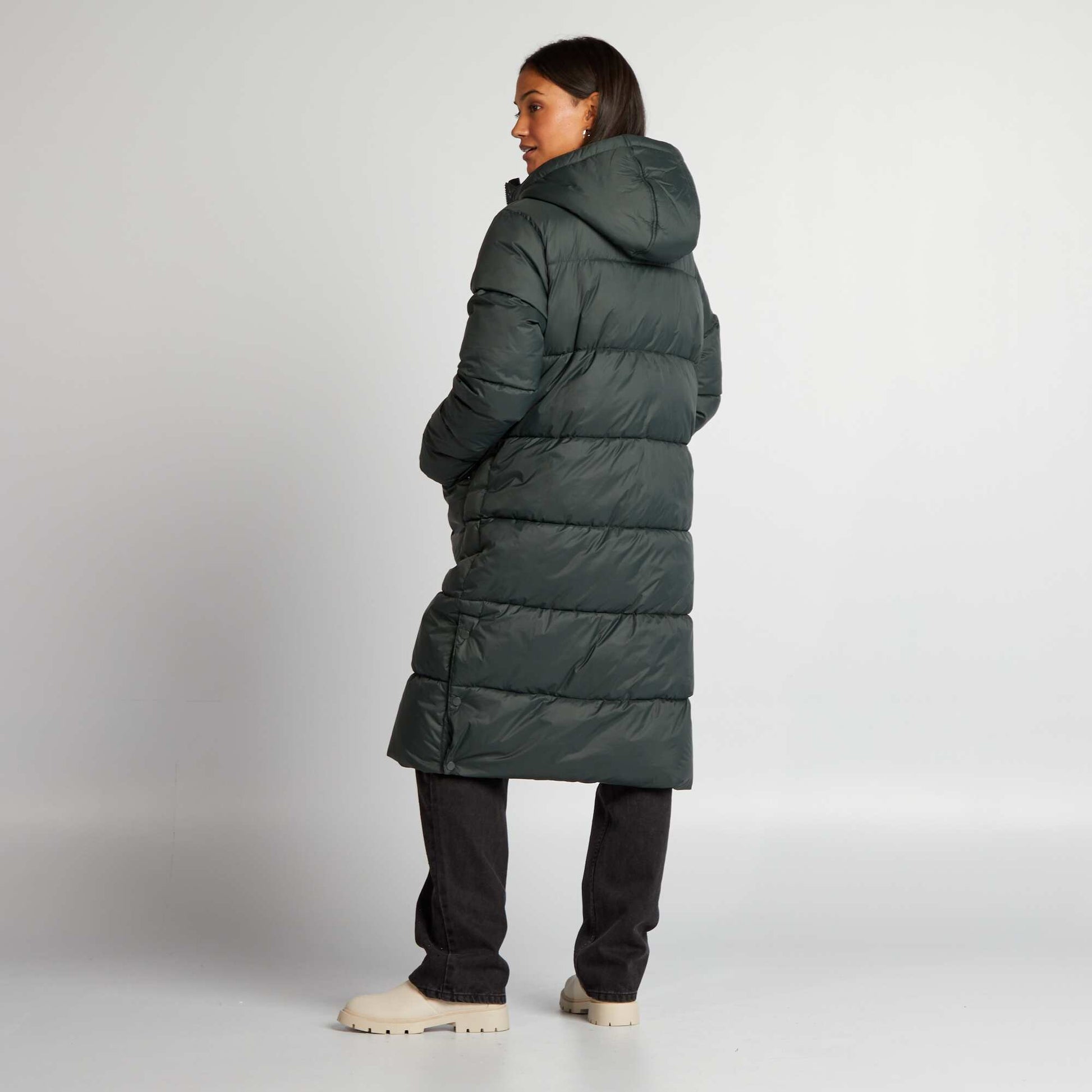 سترة طويلة بغطاء رأس ومبطنة SOFT KHAKI