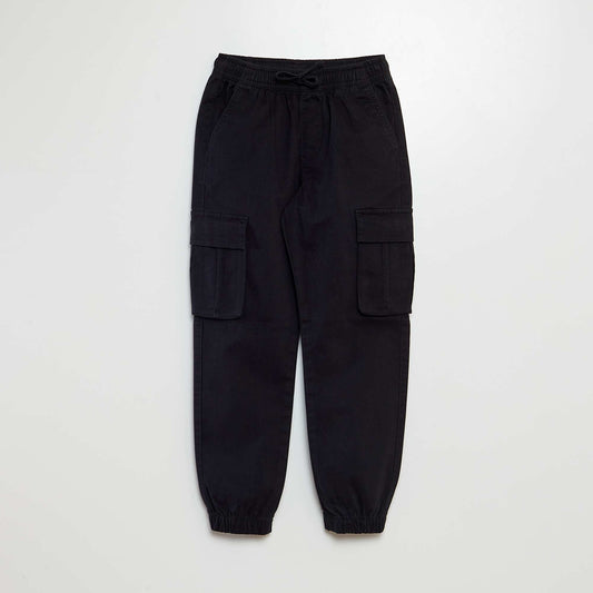 Stretchy multi-pocket trousers BLACK