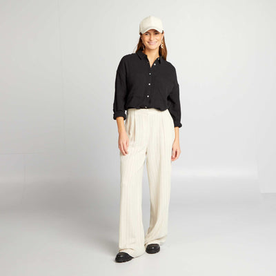 بلوزة من الشاش القطني أسود