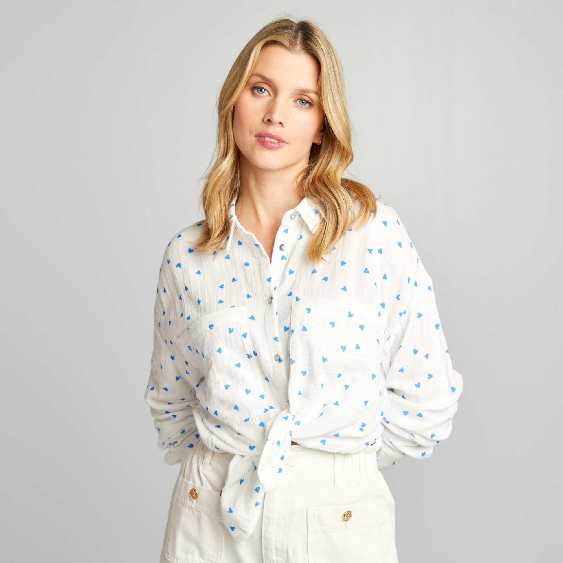 Cotton gauze blouse WHITE