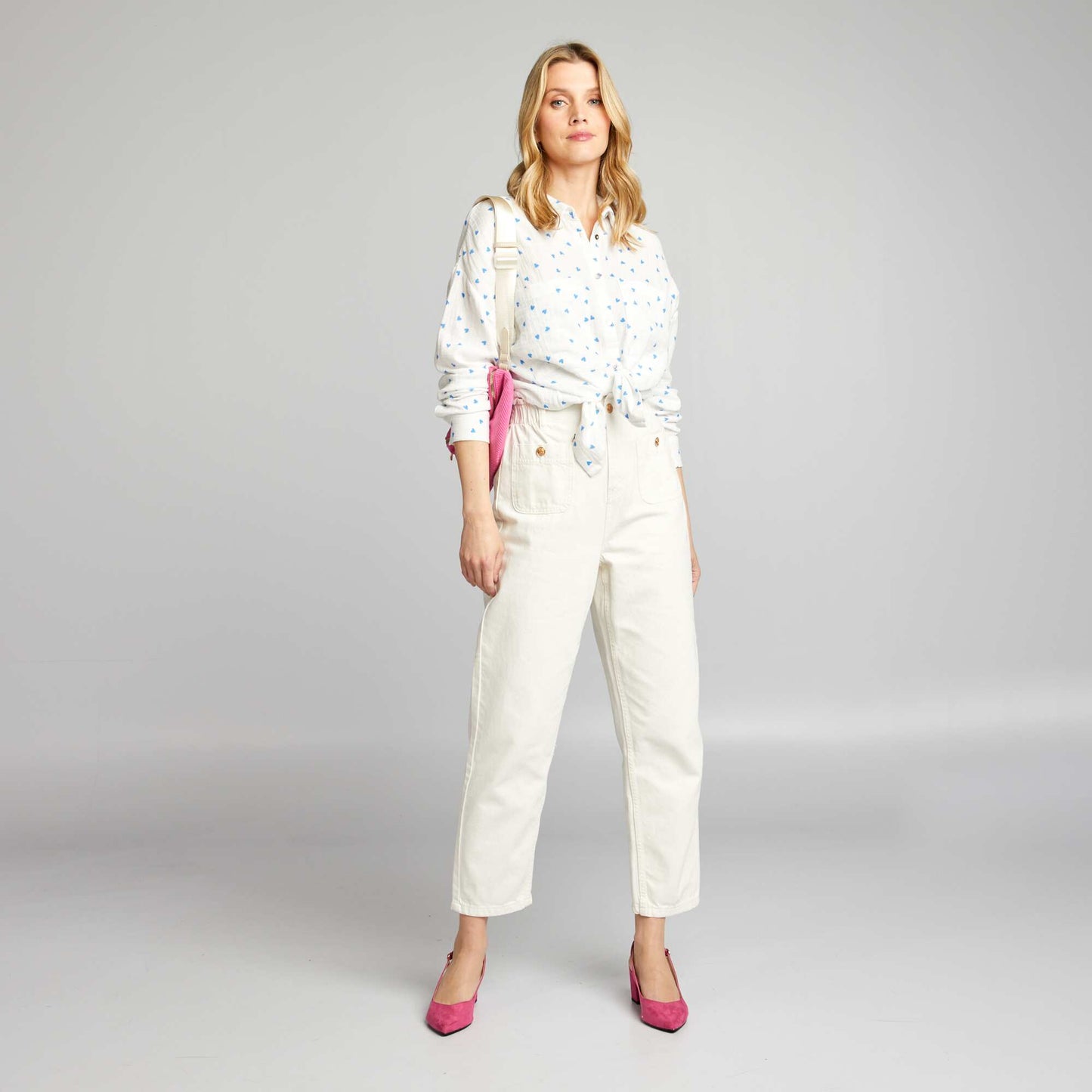 Cotton gauze blouse WHITE