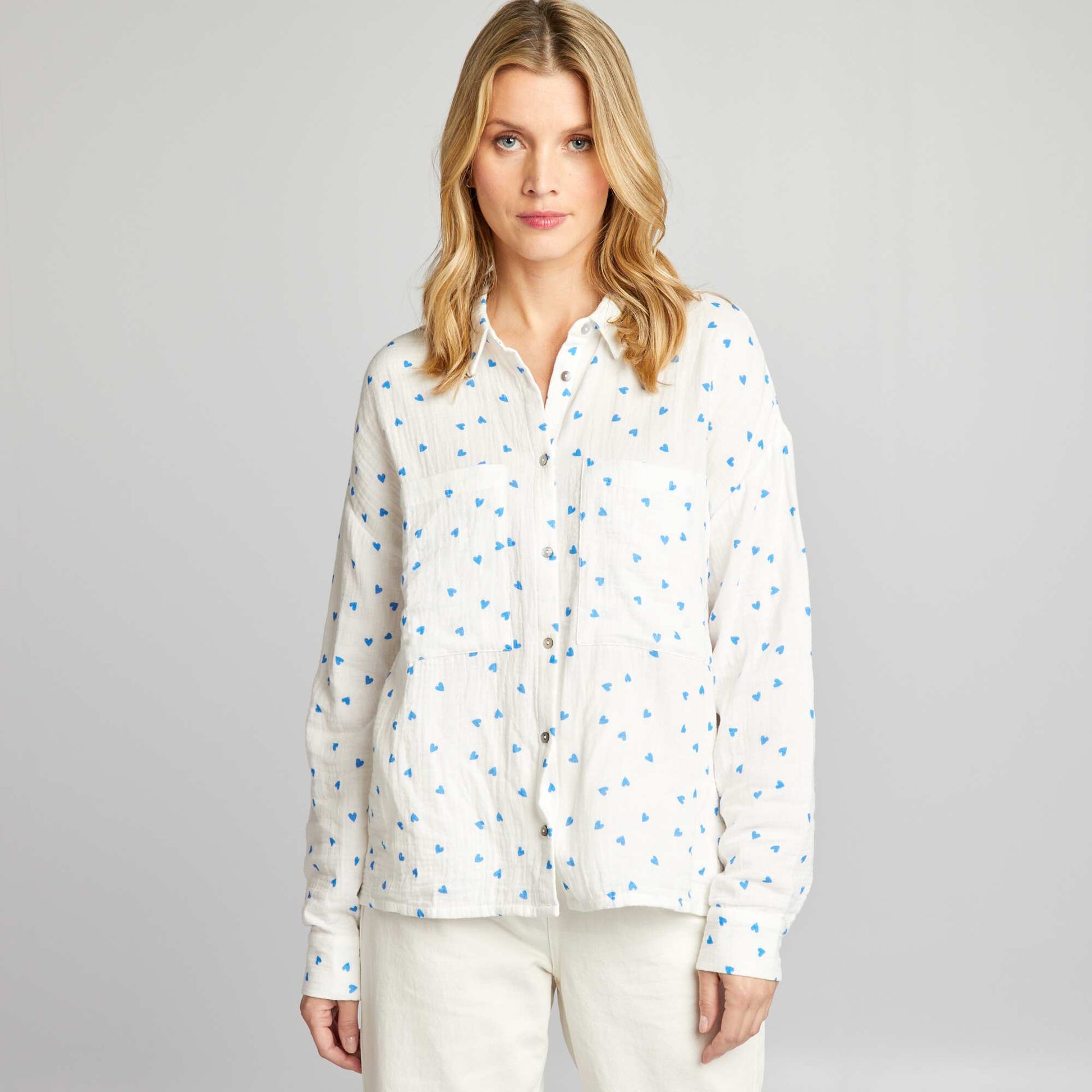Cotton gauze blouse WHITE