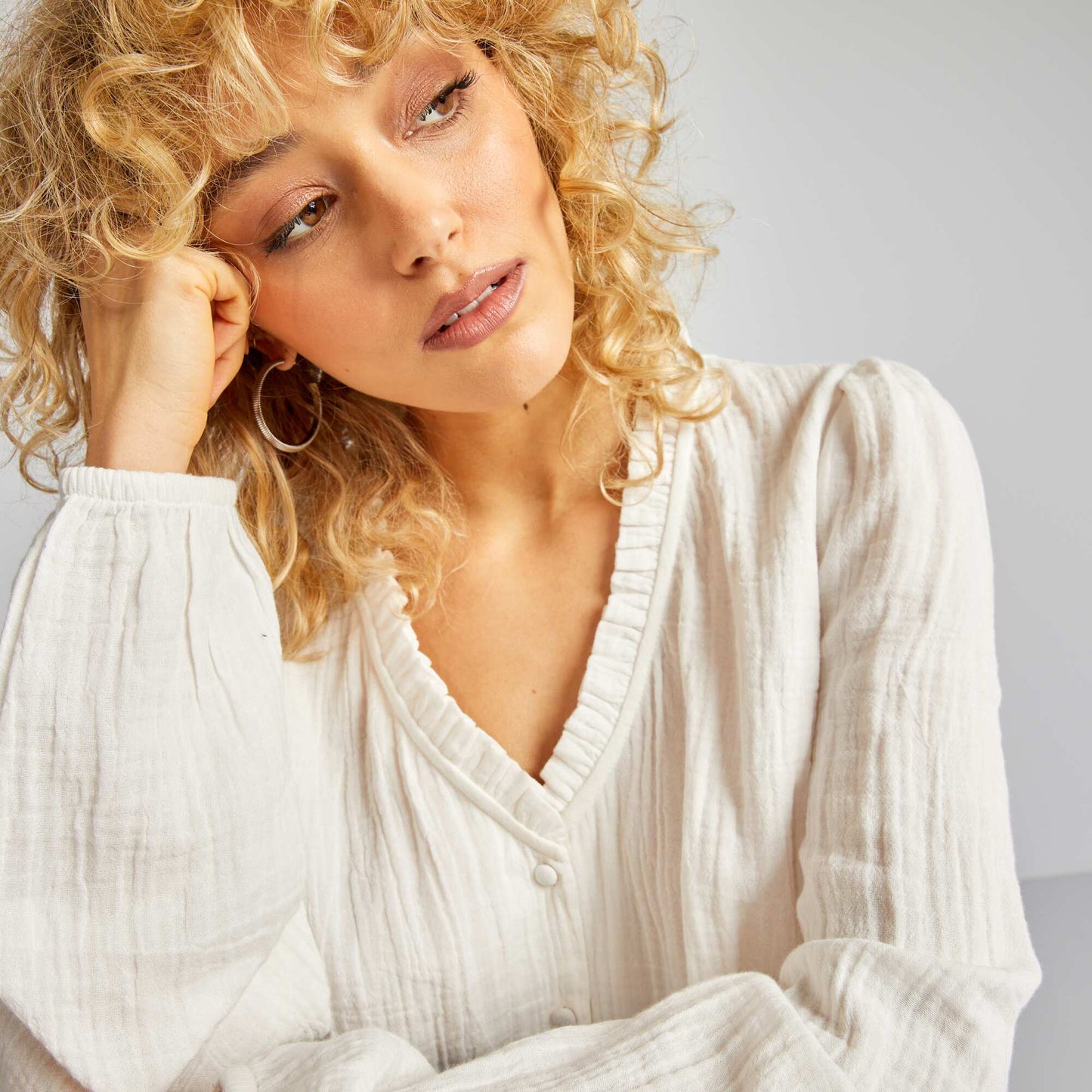 Cotton gauze blouse WHITE